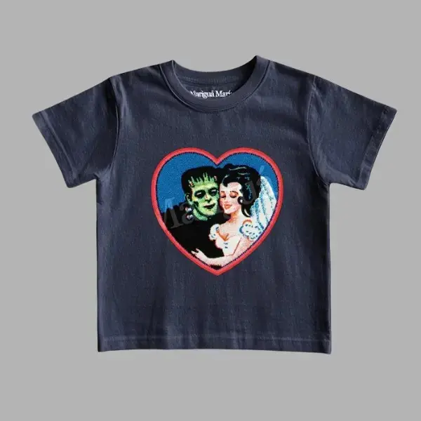 Retro Frankenstein Monster Graphic Tee, Vintage 2000s Dark Fantasy Y2K Baby Crop Top, Halloween Shirt for Women - photo 2