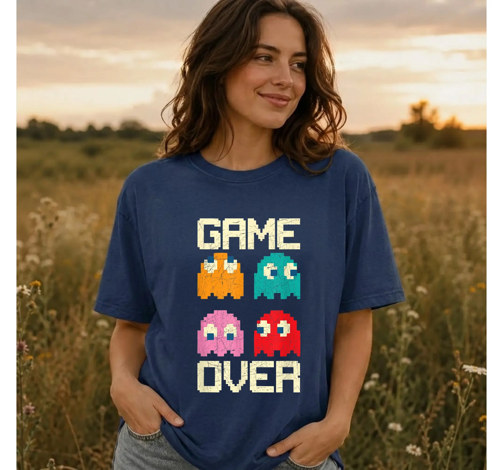 Retro Gamer T-Shirt, 80s Arcade Ghost Vintage Gaming Nostalgic Game Over Tee for Men and Women - photo 3