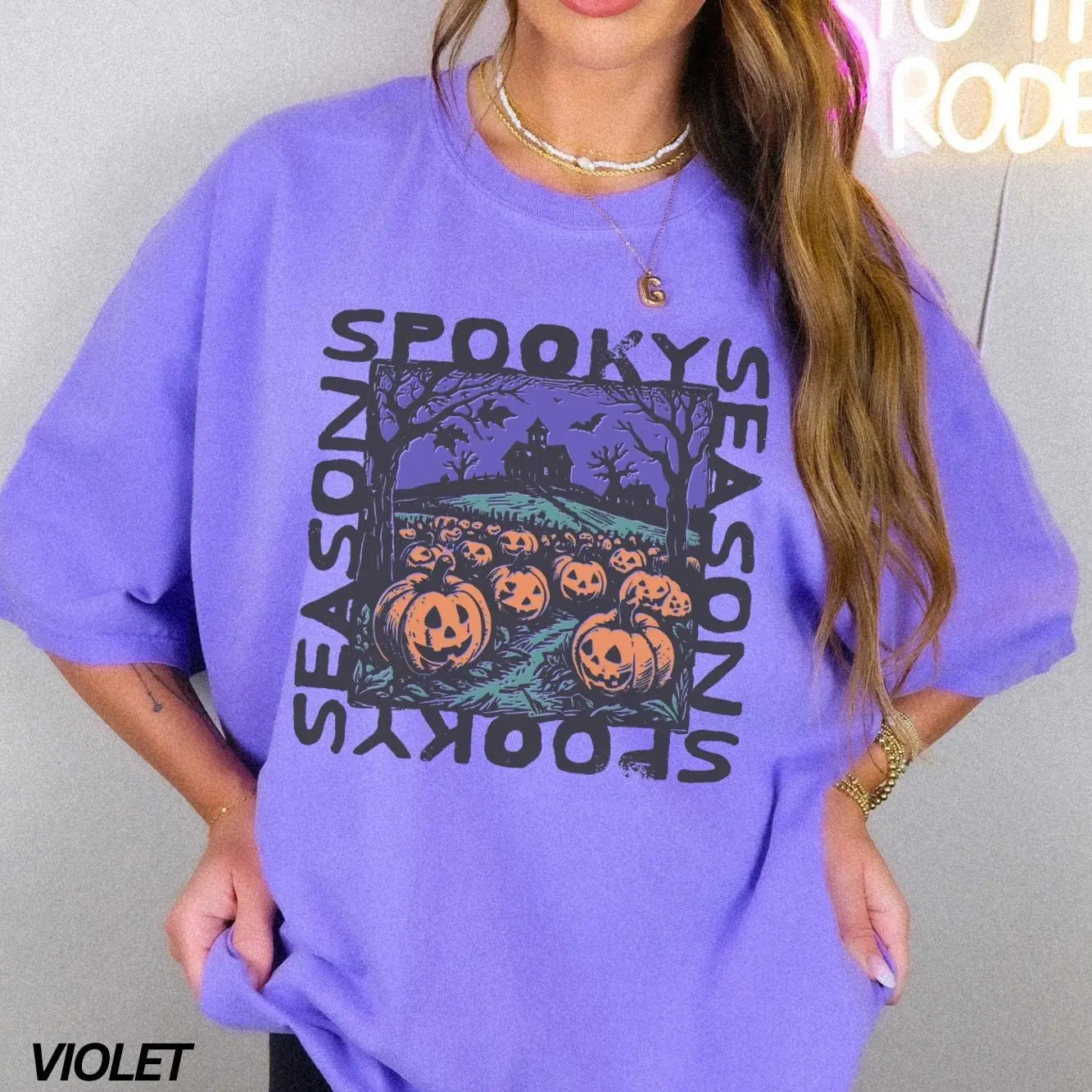 Comfort Colors Retro Vintage Halloween Shirt, Pumpkin Patch Jack O Lantern Tee, Spooky Season Vibes - photo 2