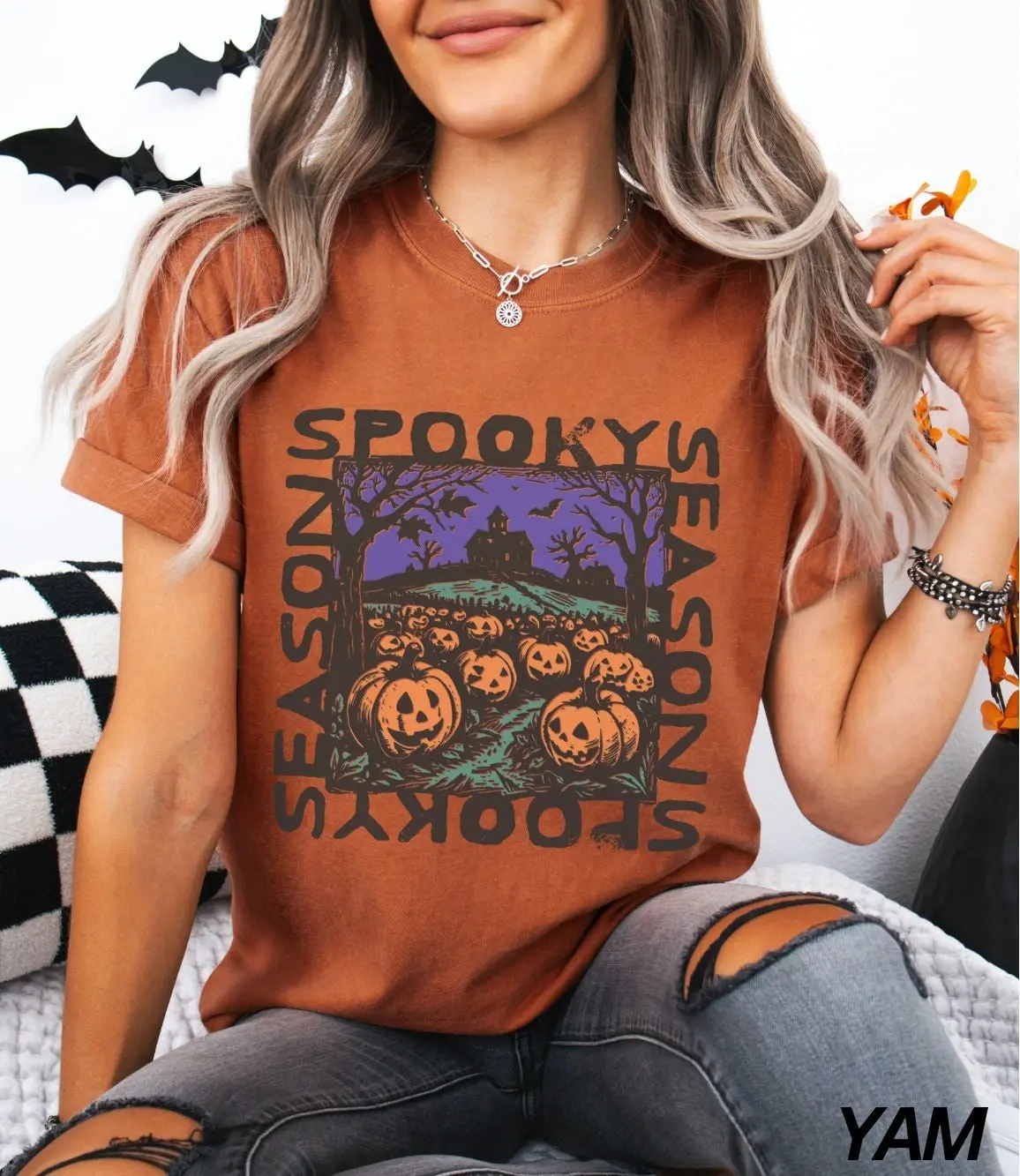 Comfort Colors Retro Vintage Halloween Shirt, Pumpkin Patch Jack O Lantern Tee, Spooky Season Vibes - photo 4