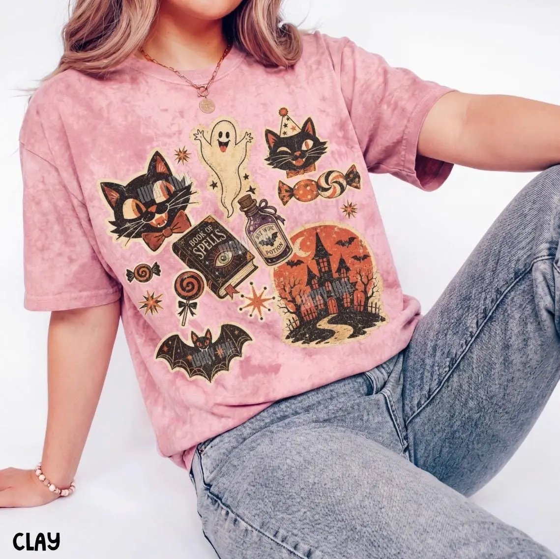 Retro Halloween Sweatshirt, Comfort Colors Tie Dye Party Crewneck, Spooky Season Vintage Ephemera Trick or Treat Top - photo 5