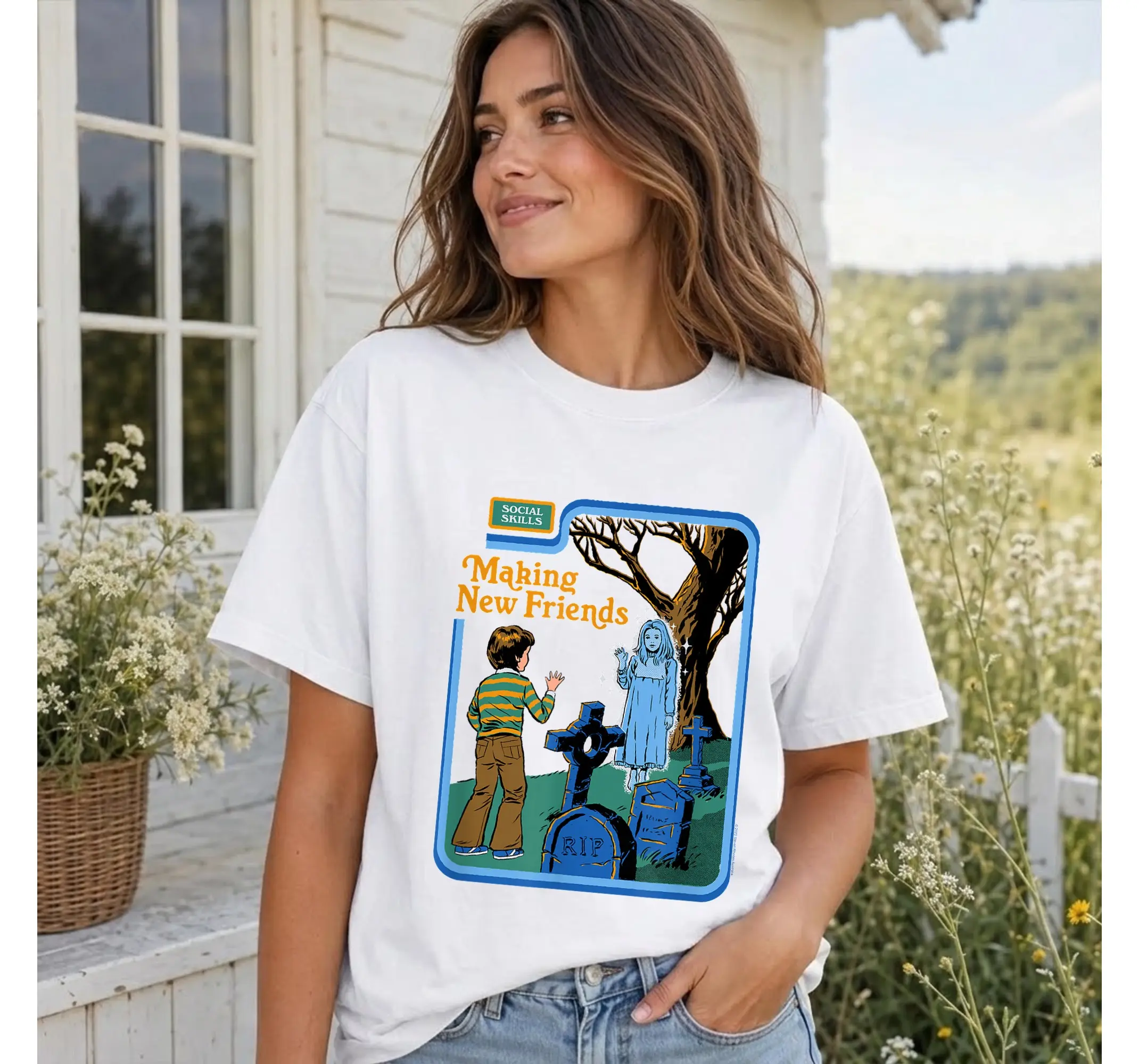 Retro Paranormal Ghost Graphic Tee, Vintage Dark Humor Nostalgic Shirt