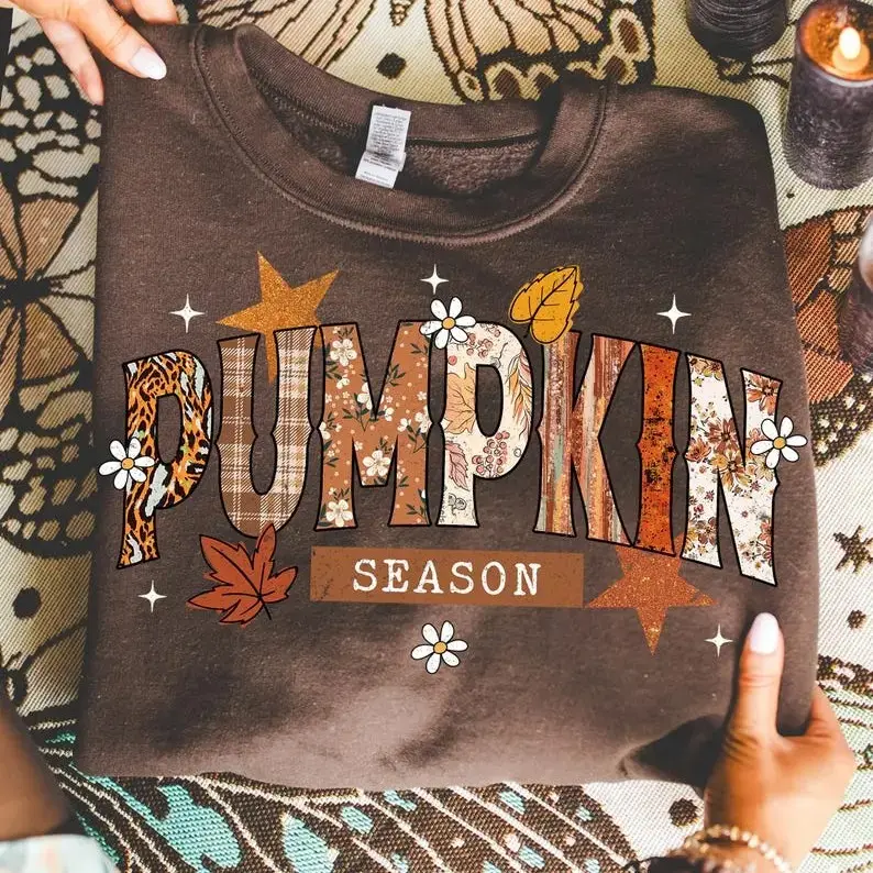 Retro Preppy Pumpkin Bow Shirt, Comfort Colors Trendy Fall Tee, Women's Spooky Season Halloween Graphic Top