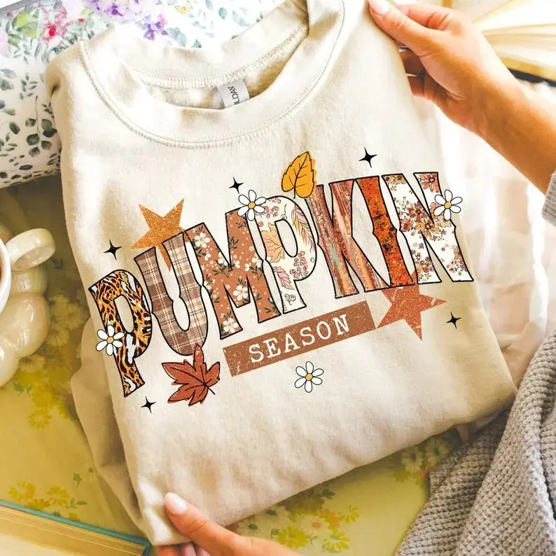 Retro Preppy Pumpkin Bow Shirt, Comfort Colors Trendy Fall Tee, Women's Spooky Season Halloween Graphic Top - photo 5