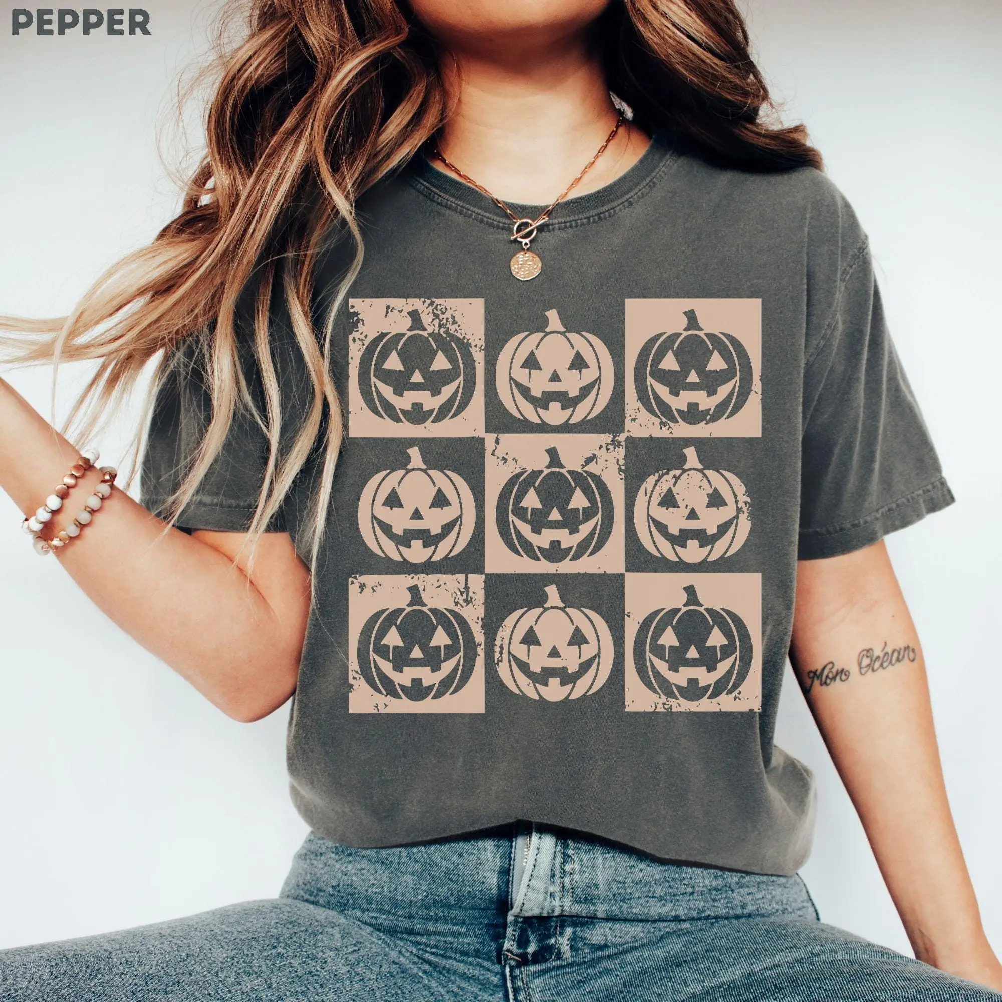 Comfort Colors Retro Pumpkin Halloween Shirt, Vintage Jack O Lantern Tee, Cute Spooky Season Fall Graphic Top - photo 3