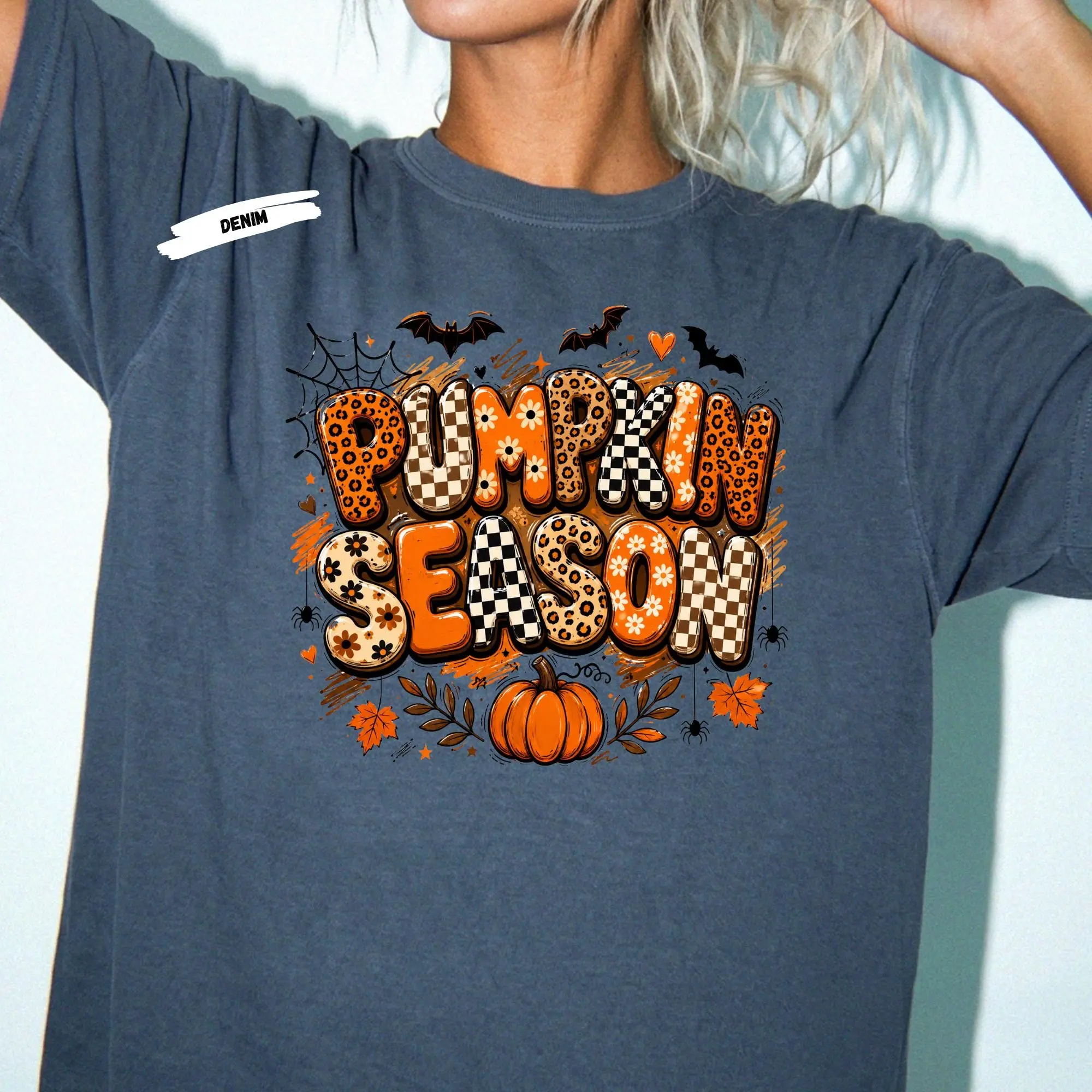Retro Pumpkin Shirt For Fall, Spooky Thanksgiving Halloween Season Graphic Tee - photo 3