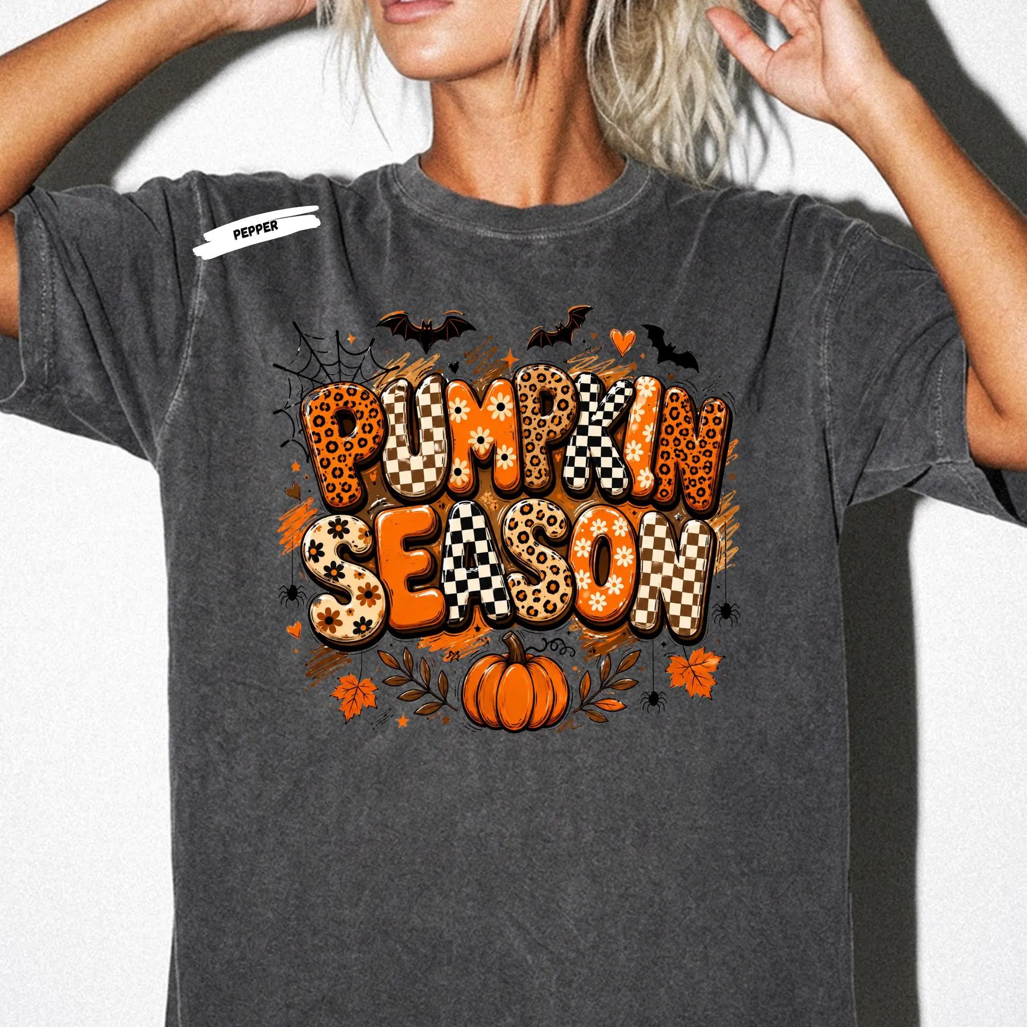 Retro Pumpkin Shirt For Fall, Spooky Thanksgiving Halloween Season Graphic Tee - photo 4