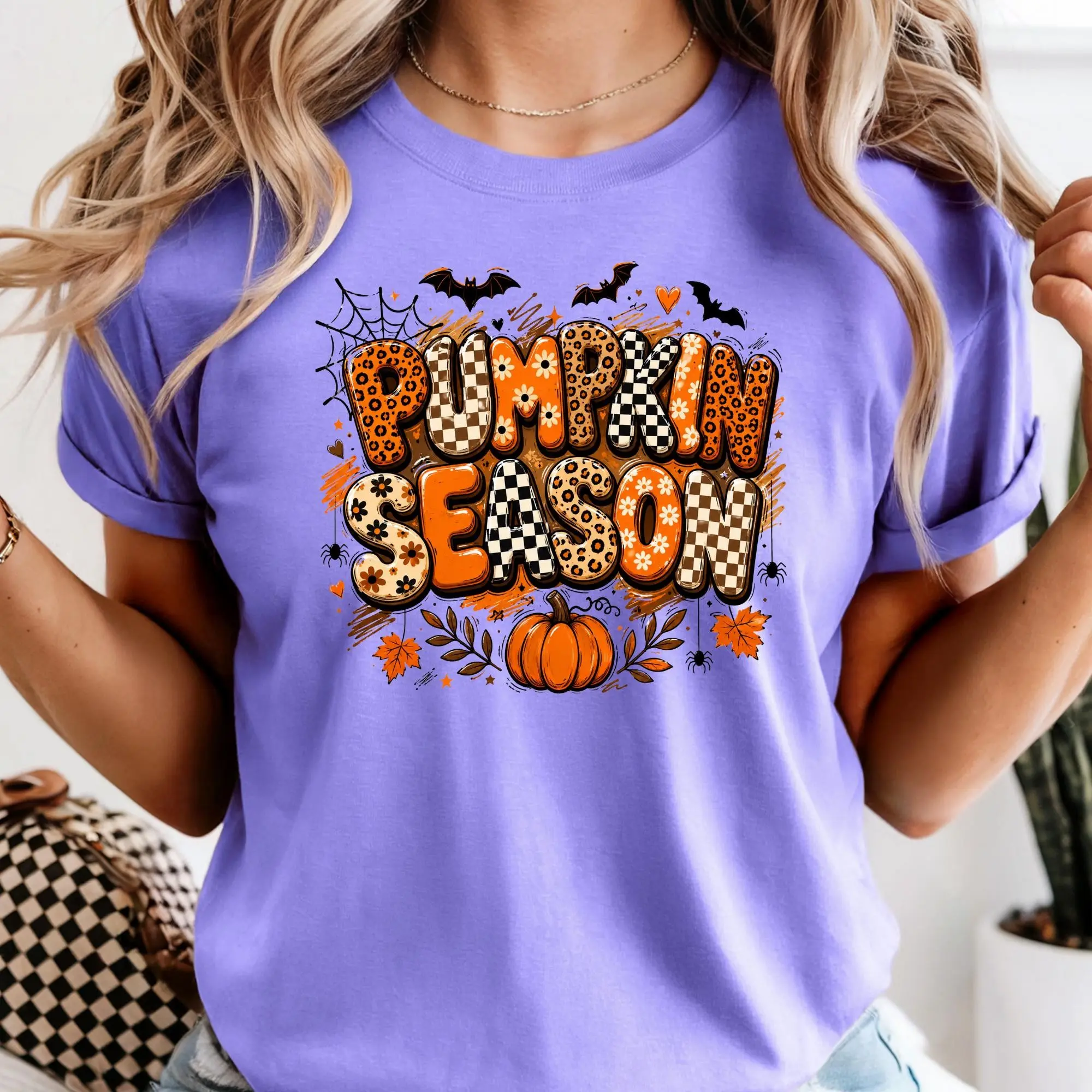 Retro Pumpkin Shirt For Fall, Spooky Thanksgiving Halloween Season Graphic Tee - photo 5