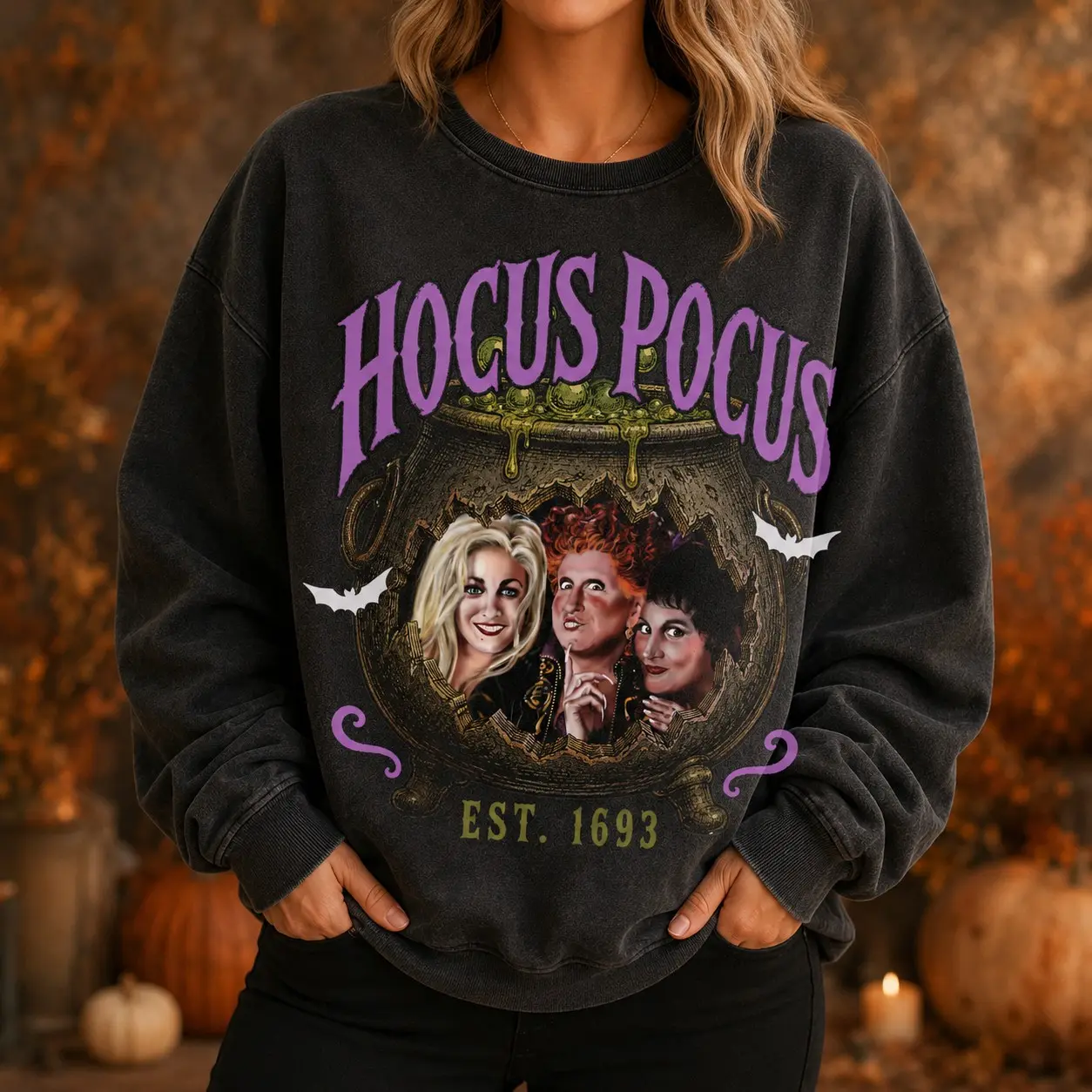Comfort Colors Retro Spooky Witch Sisters Shirt, Cute Pastel Pink Girly Halloween Graphic Tee - photo 1