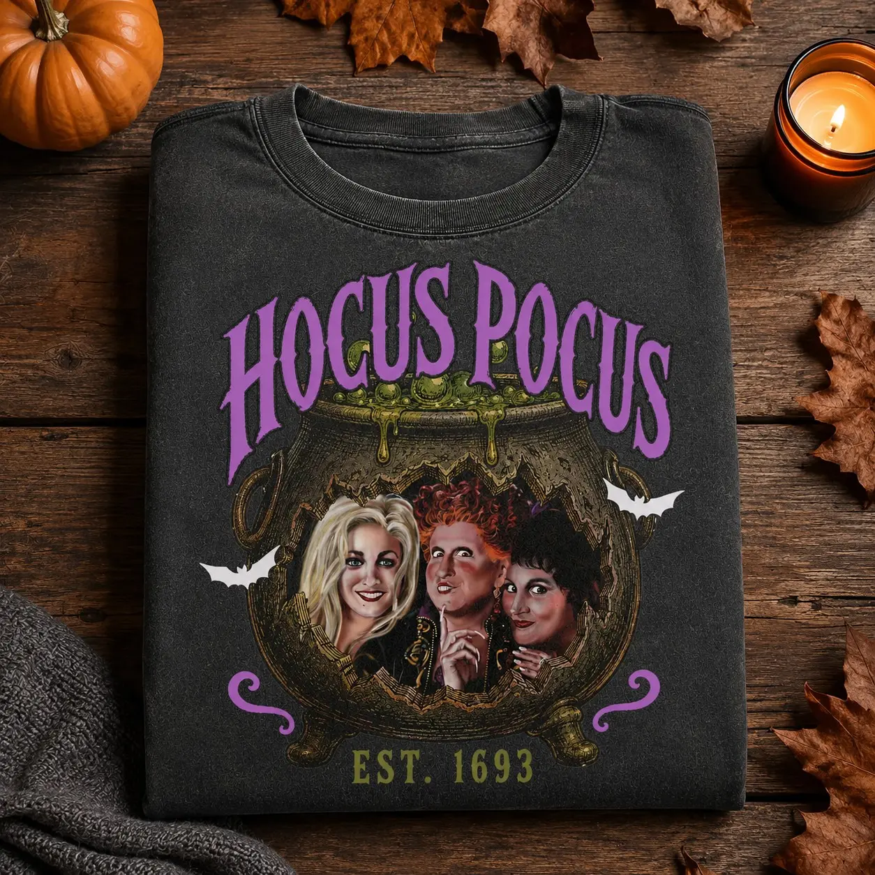 Comfort Colors Retro Spooky Witch Sisters Shirt, Cute Pastel Pink Girly Halloween Graphic Tee - photo 2