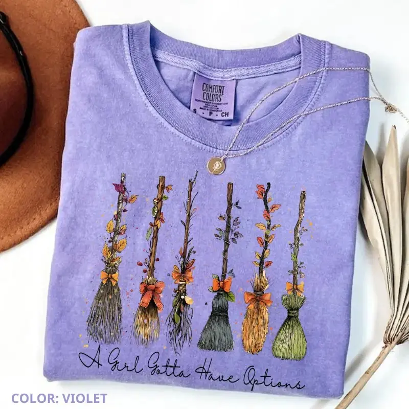 Retro Witch Halloween Shirt, Comfort Colors Cute Spooky Season Tee, A Girl Gotta Have Options Funny Witchy Gift