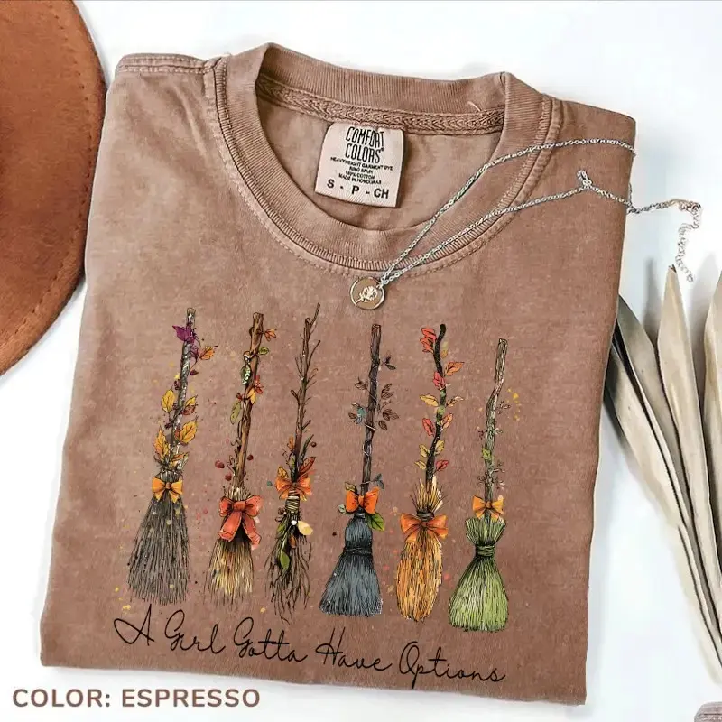Retro Witch Halloween Shirt, Comfort Colors Cute Spooky Season Tee, A Girl Gotta Have Options Funny Witchy Gift - photo 3