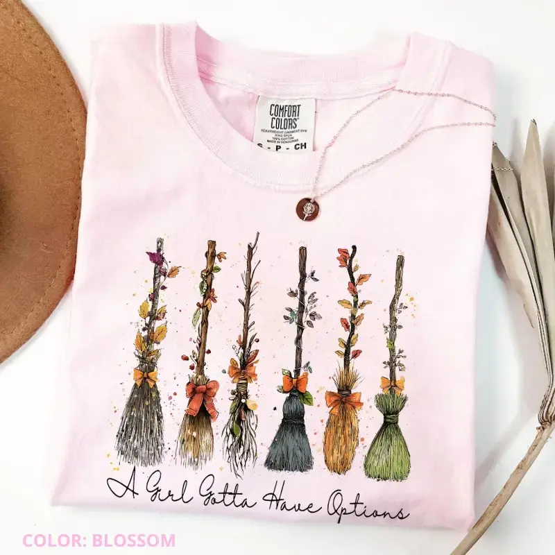 Retro Witch Halloween Shirt, Comfort Colors Cute Spooky Season Tee, A Girl Gotta Have Options Funny Witchy Gift - photo 4