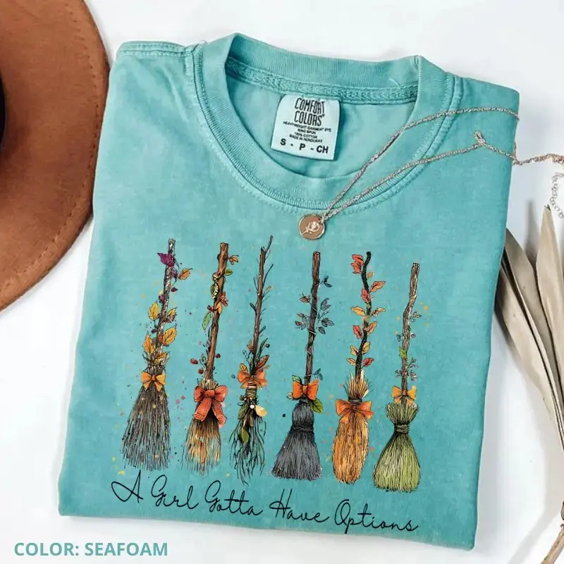 Retro Witch Halloween Shirt, Comfort Colors Cute Spooky Season Tee, A Girl Gotta Have Options Funny Witchy Gift - photo 5