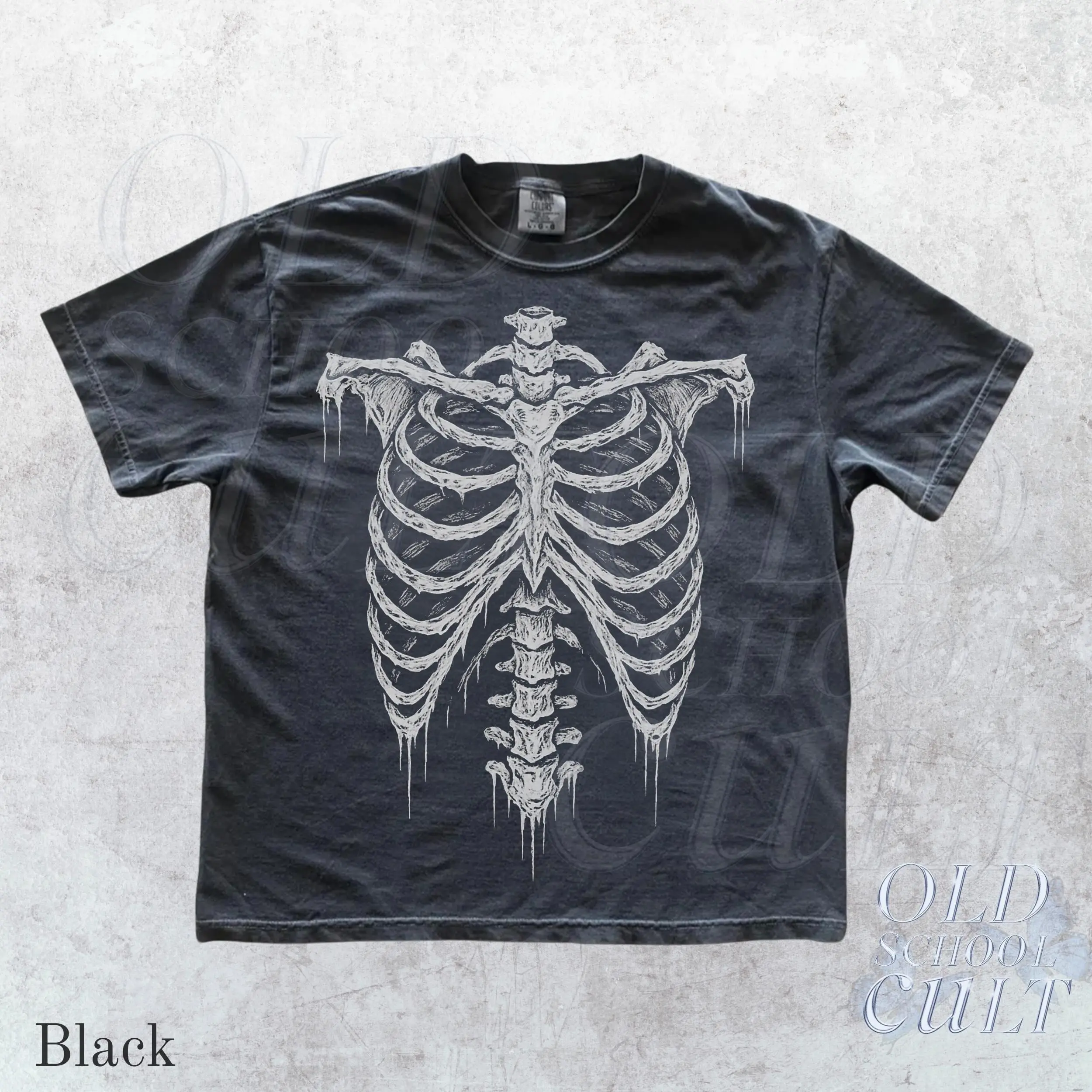 Rib Cage Skeleton Graphic Tee, Vintage 90s Y2K Goth Retro Comfort Colors Shirt, Grunge Oversized Emo Dark Academia Top - photo 4
