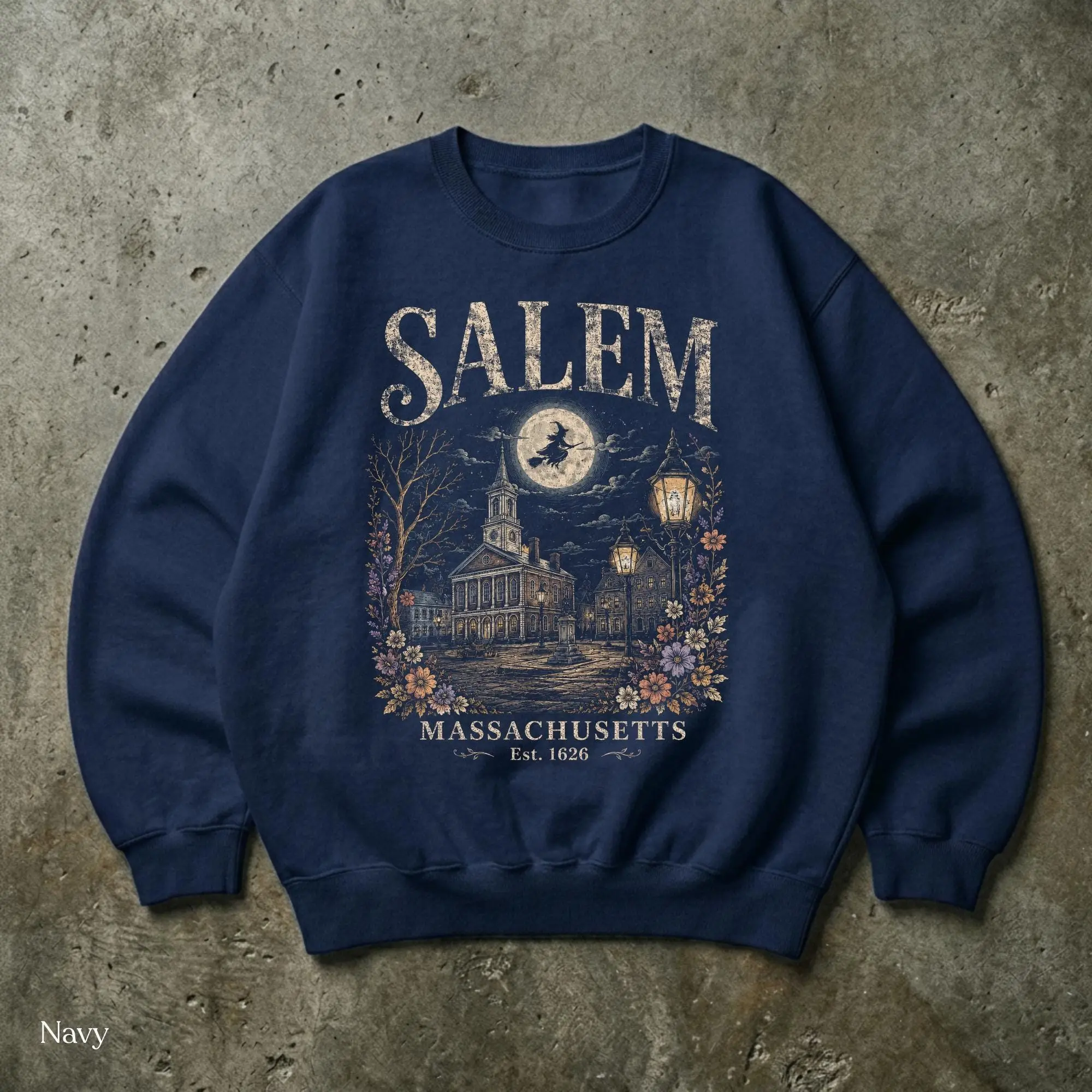 Salem Massachusetts Halloween Sweatshirt or T-Shirt, Vintage Witch City Graphic - photo 4
