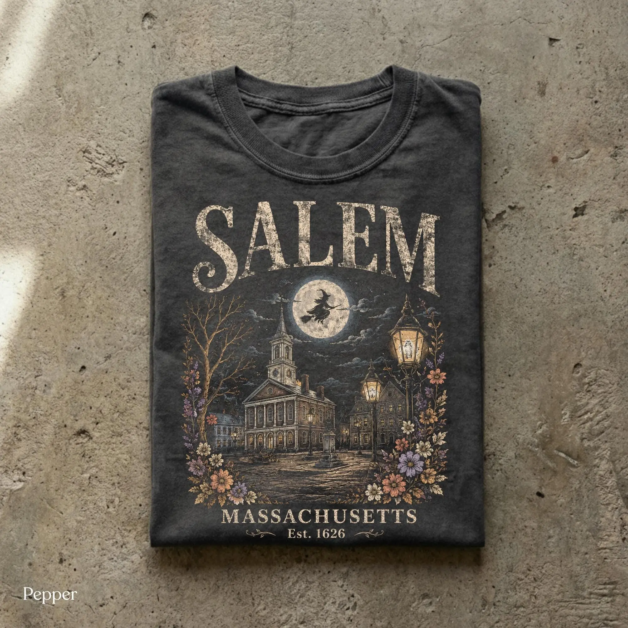 Salem Massachusetts Halloween Sweatshirt or T-Shirt, Vintage Witch City Graphic - photo 5