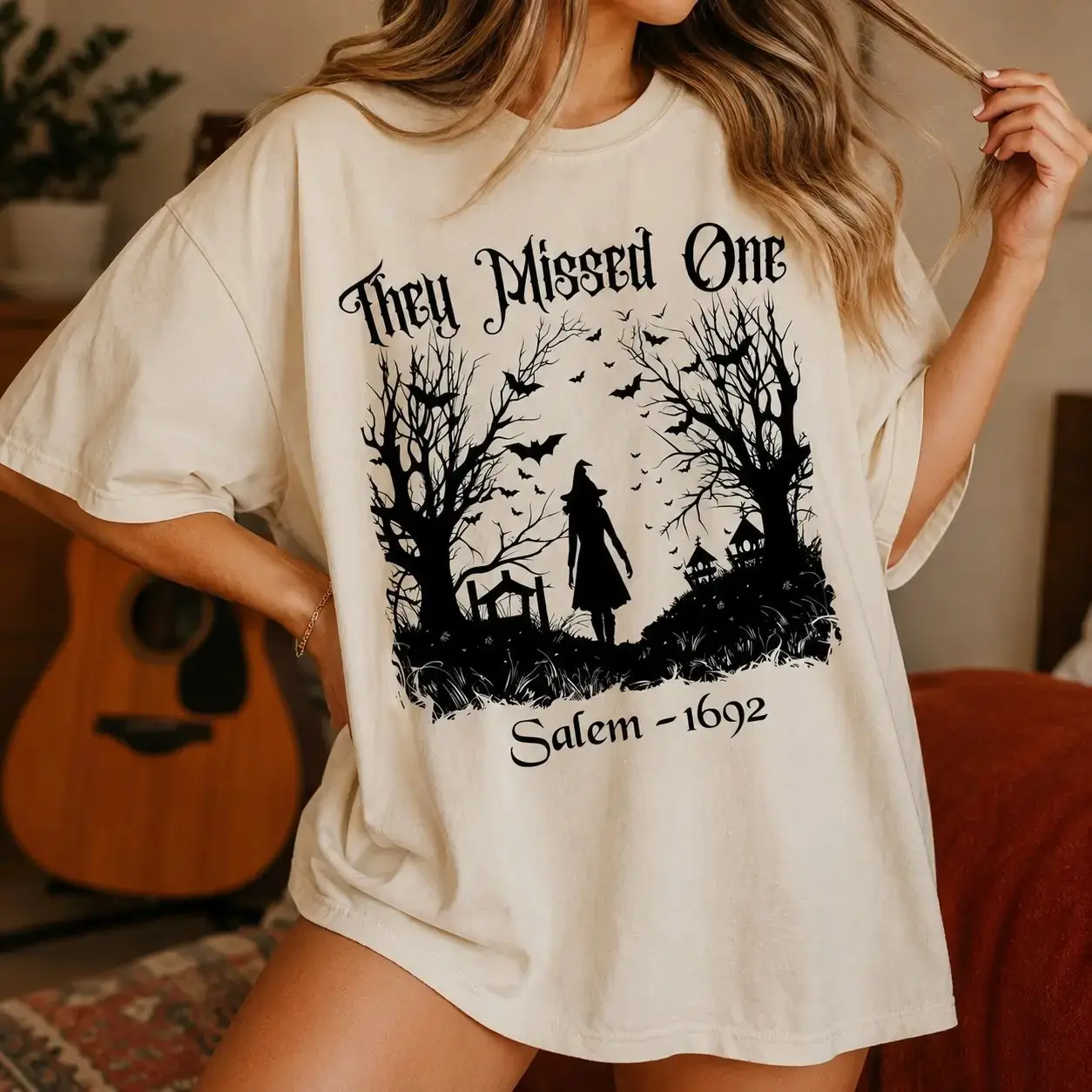 Comfort Colors Salem Massachusetts Witch Trials Tee, They Missed One 1692 Spooky Halloween Shirt - photo 2