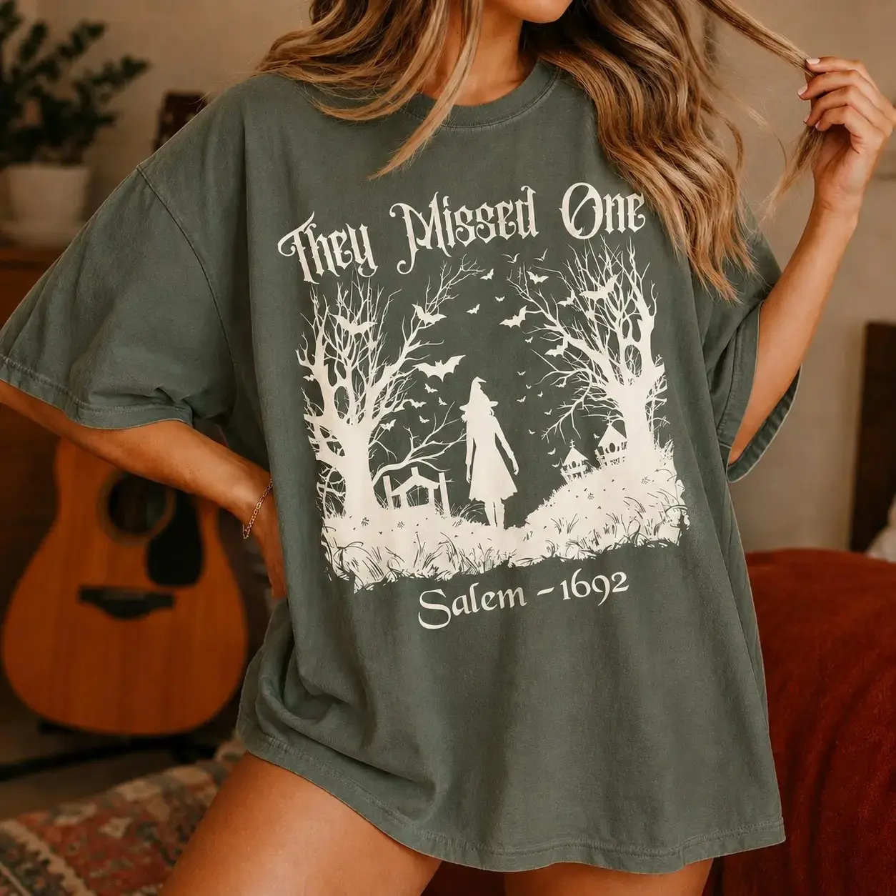 Comfort Colors Salem Massachusetts Witch Trials Tee, They Missed One 1692 Spooky Halloween Shirt - photo 3