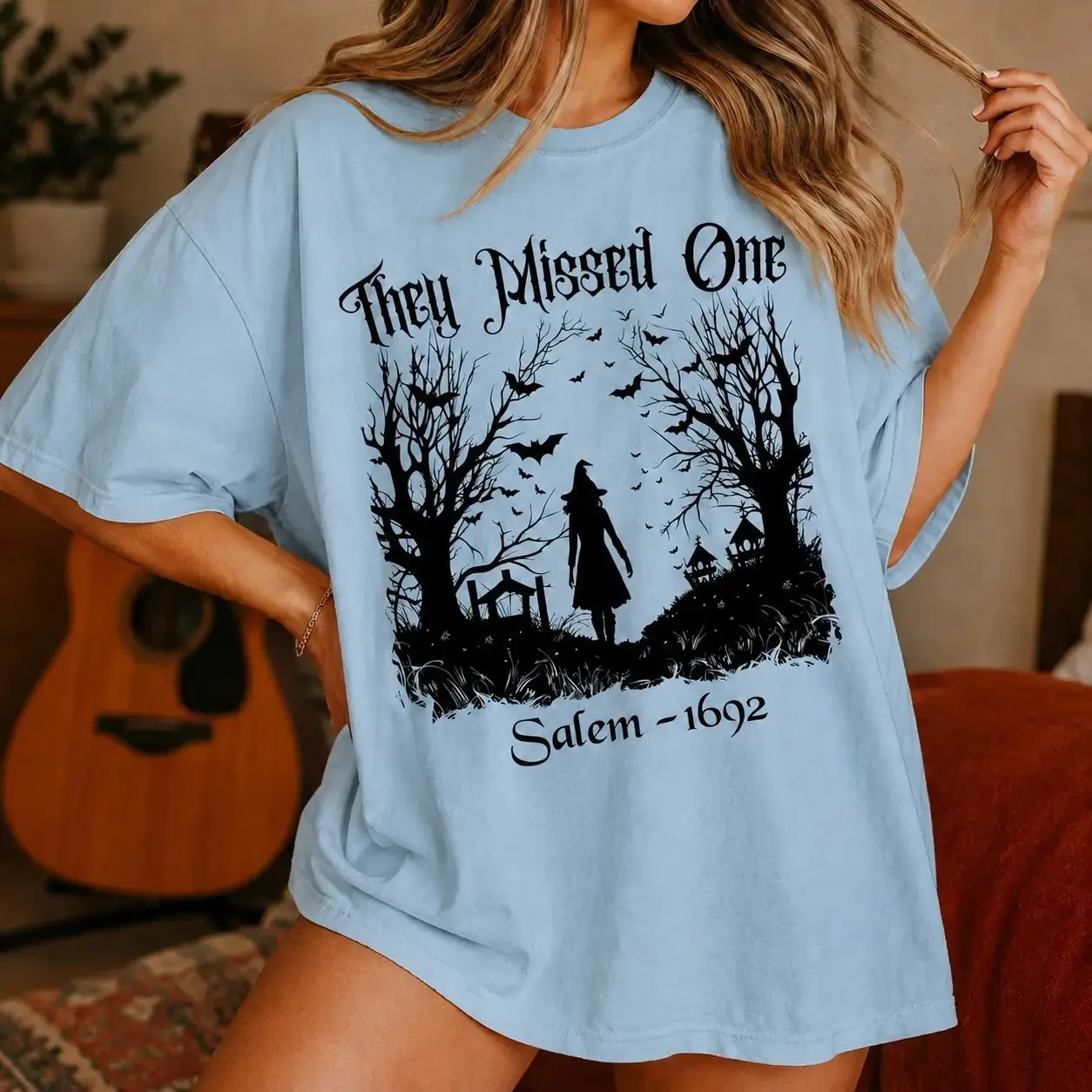 Comfort Colors Salem Massachusetts Witch Trials Tee, They Missed One 1692 Spooky Halloween Shirt - photo 4