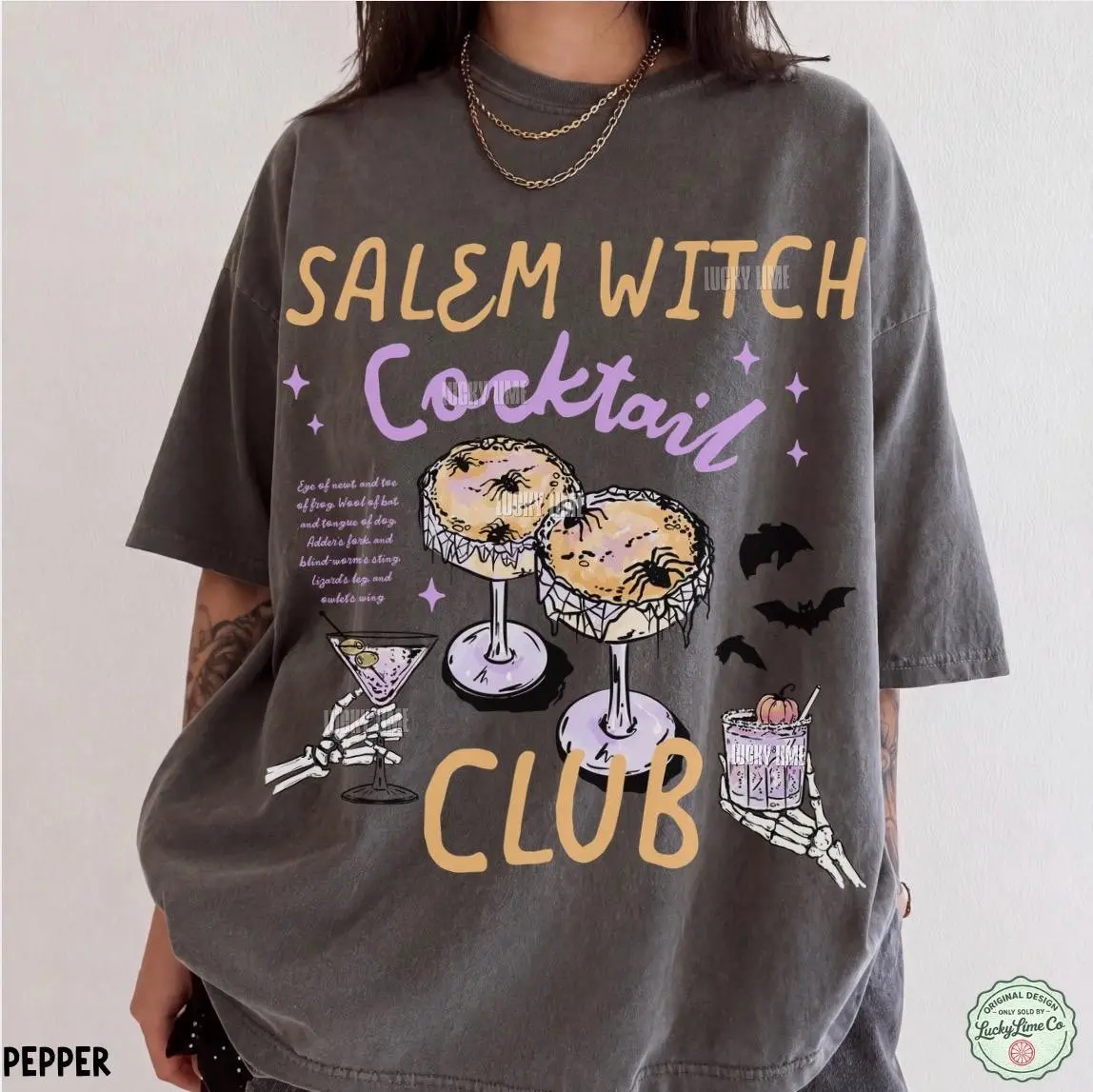Comfort Colors Salem Witch Cocktail Club Shirt, Spooky Season Halloween Party Graphic Tee For Women