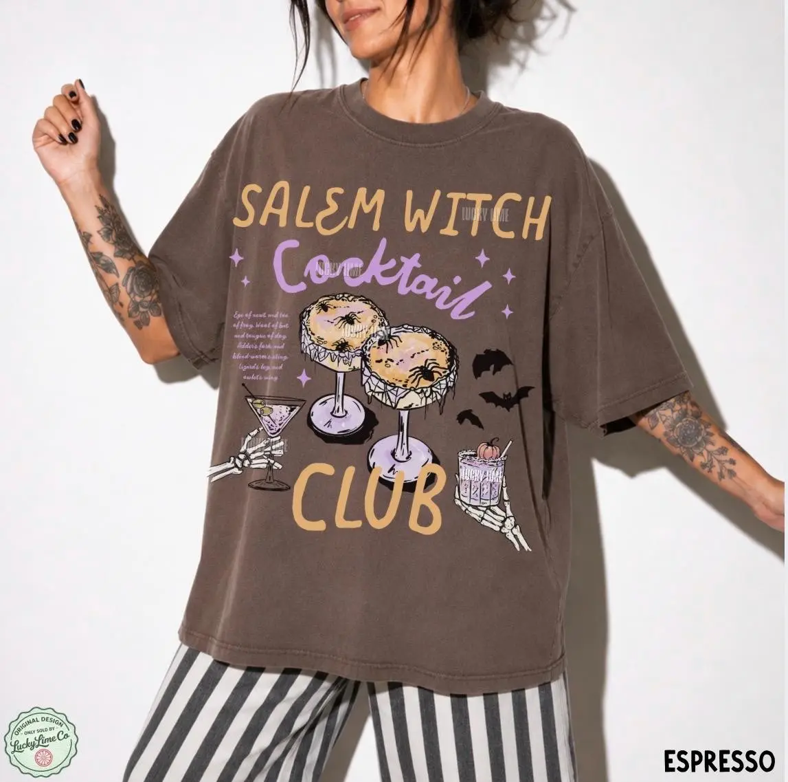 Comfort Colors Salem Witch Cocktail Club Shirt, Spooky Season Halloween Party Graphic Tee For Women - photo 2