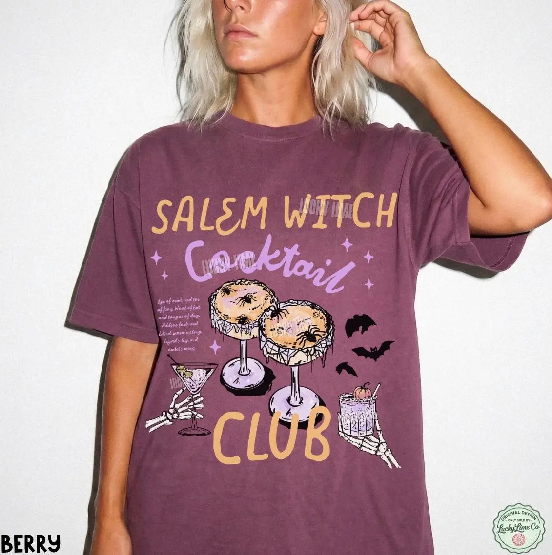 Comfort Colors Salem Witch Cocktail Club Shirt, Spooky Season Halloween Party Graphic Tee For Women - photo 4