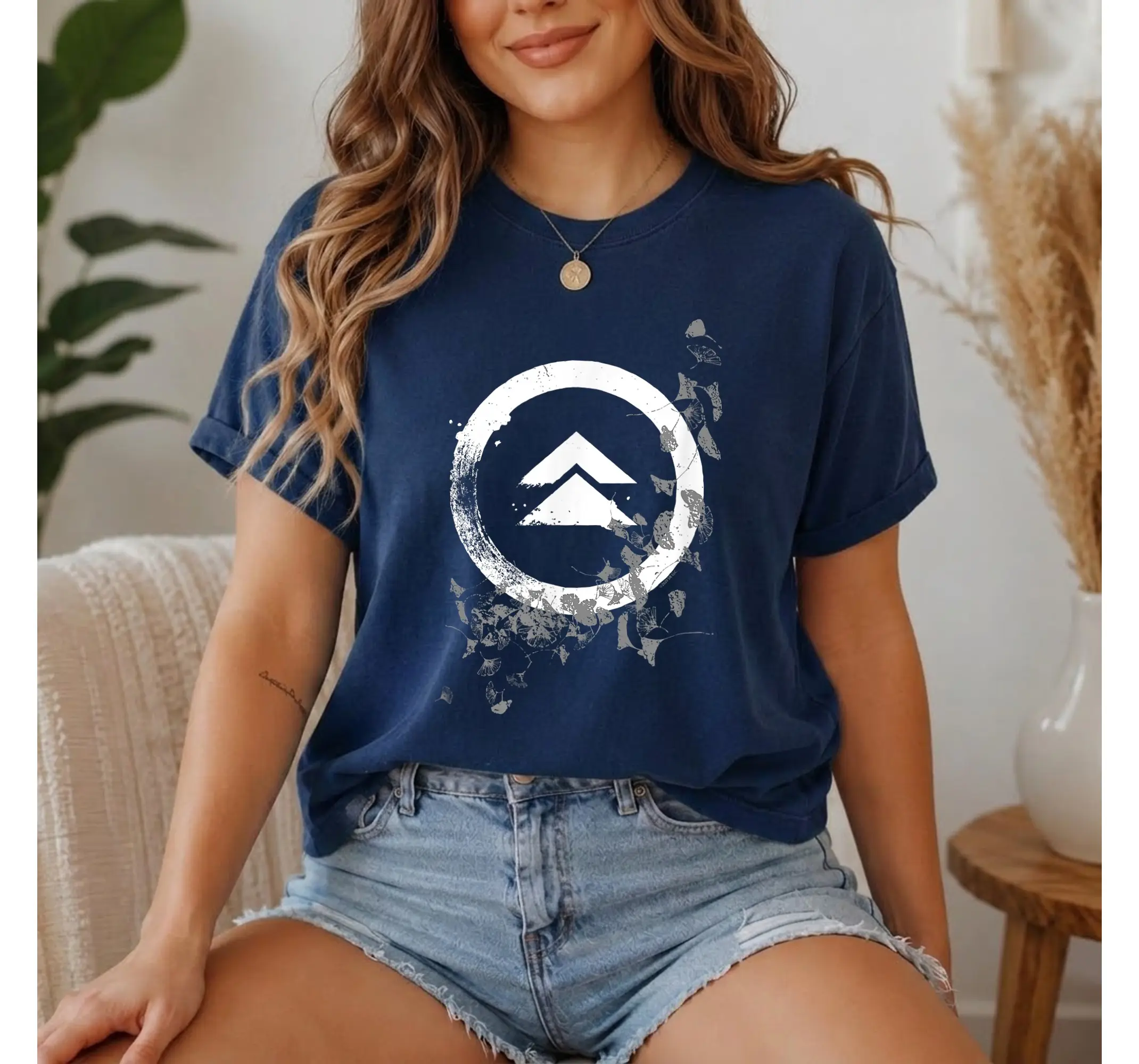 Samurai Ghost Clan Crest Falling Leaves Graphic Tee, Video Game Apparel Men's T-Shirt - photo 2