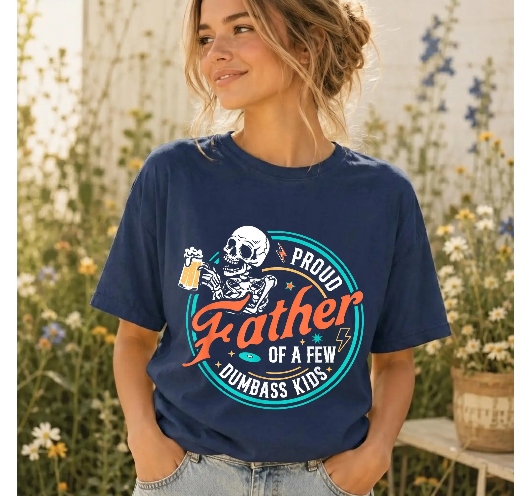 Sarcastic Dad Of Crazy Kids Shirt, Funny Skeleton Father Tee, Mens Fathers Day Gift