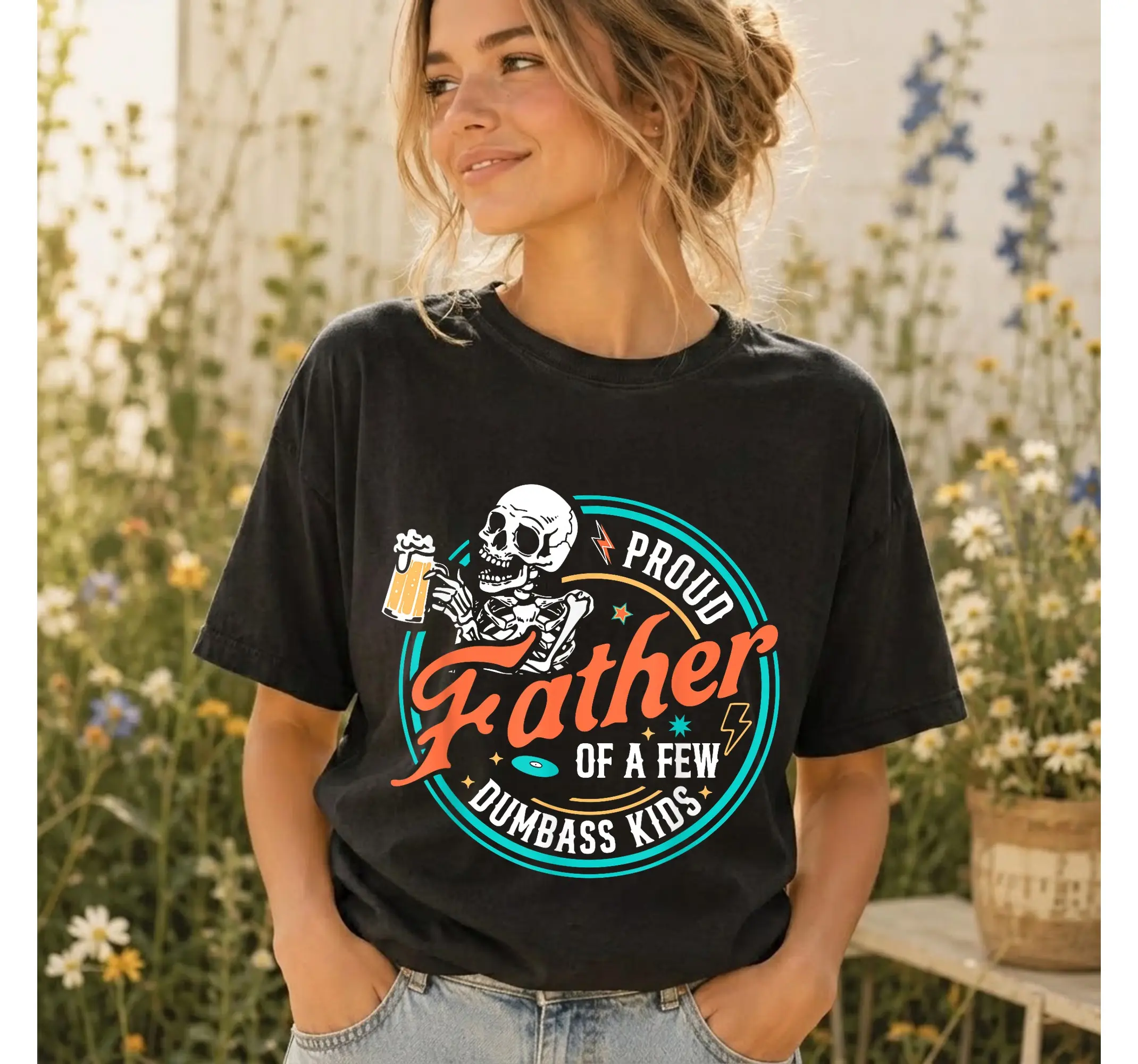 Sarcastic Dad Of Crazy Kids Shirt, Funny Skeleton Father Tee, Mens Fathers Day Gift - photo 2