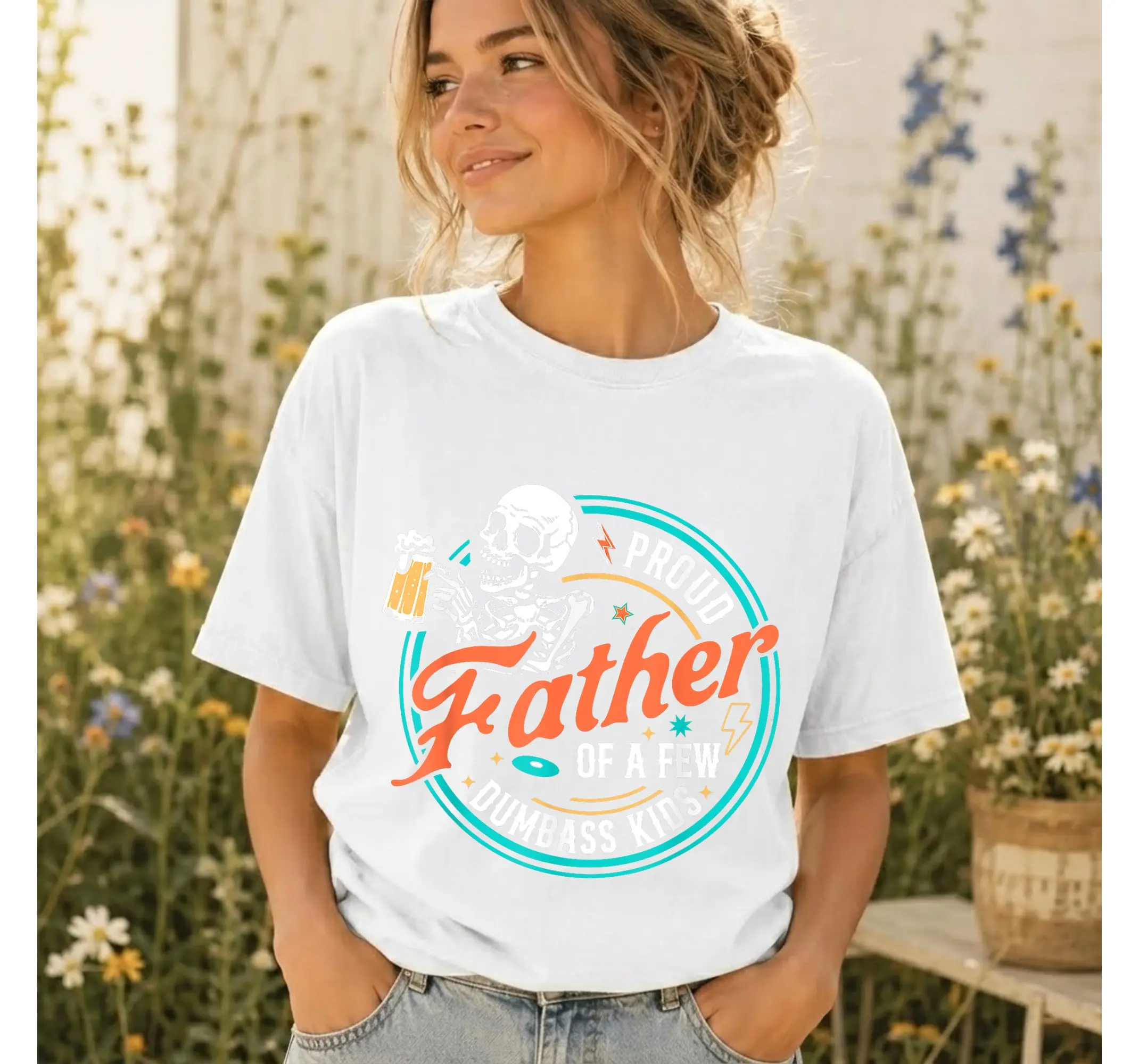 Sarcastic Dad Of Crazy Kids Shirt, Funny Skeleton Father Tee, Mens Fathers Day Gift - photo 3