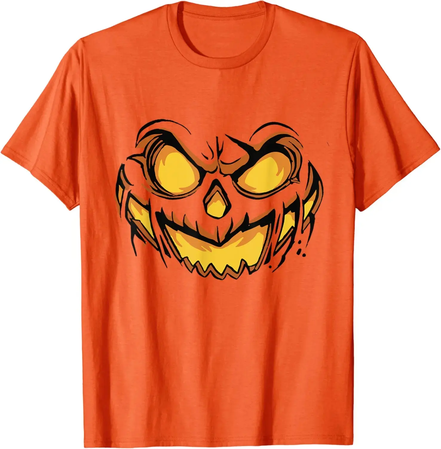 Scary Spooky Jack O Lantern Pumpkin Face Halloween T-Shirt, Funny Graphic Tee for Women Men Boys Girls, Fall Costume Party Top