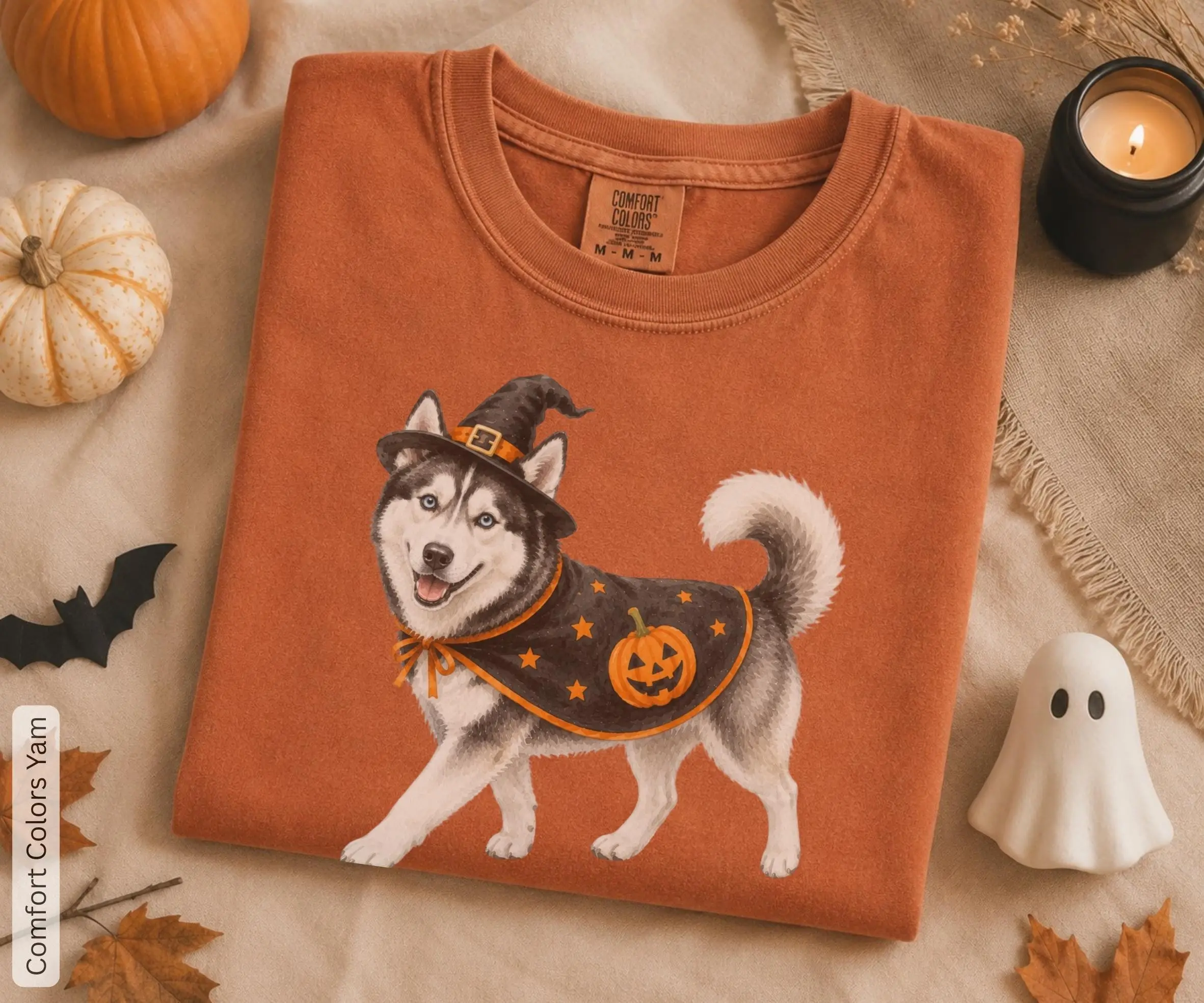 Siberian Husky Halloween Shirt, Pumpkin Dog Costume Tee, Funny Fall Dog Lover Gift - photo 2
