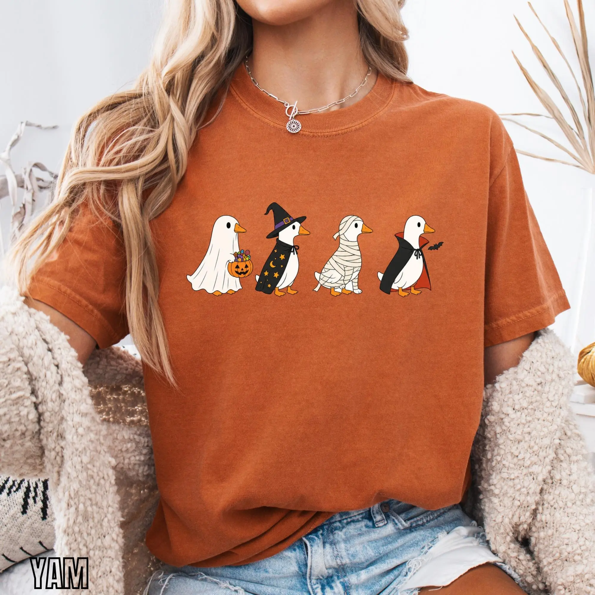 Comfort Colors Silly Goose Halloween T-Shirt, Trick Or Treat Geese Tee, Spooky Season Graphic Bird Lover Gift - photo 3