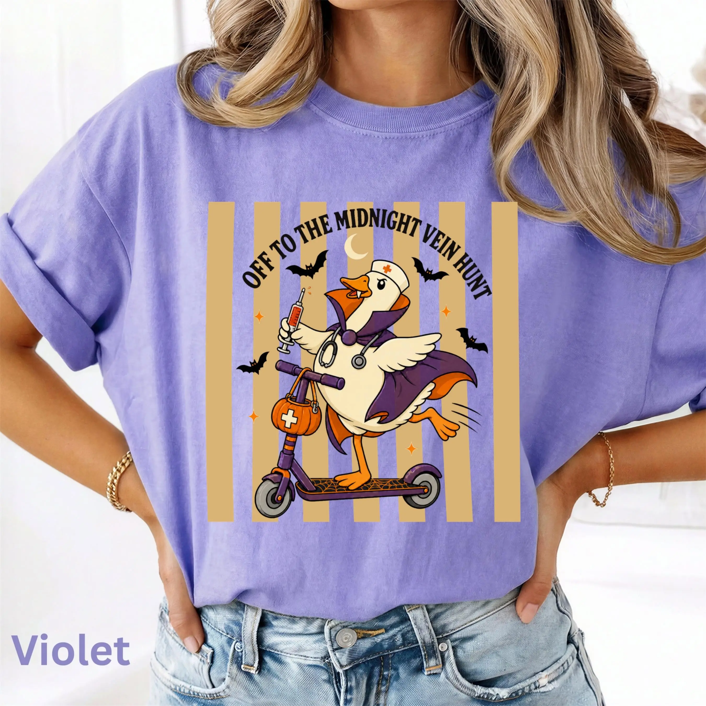 Comfort Colors Silly Goose Nurse Halloween Shirt, Funny Vampire Ghost Spooky Season Tee