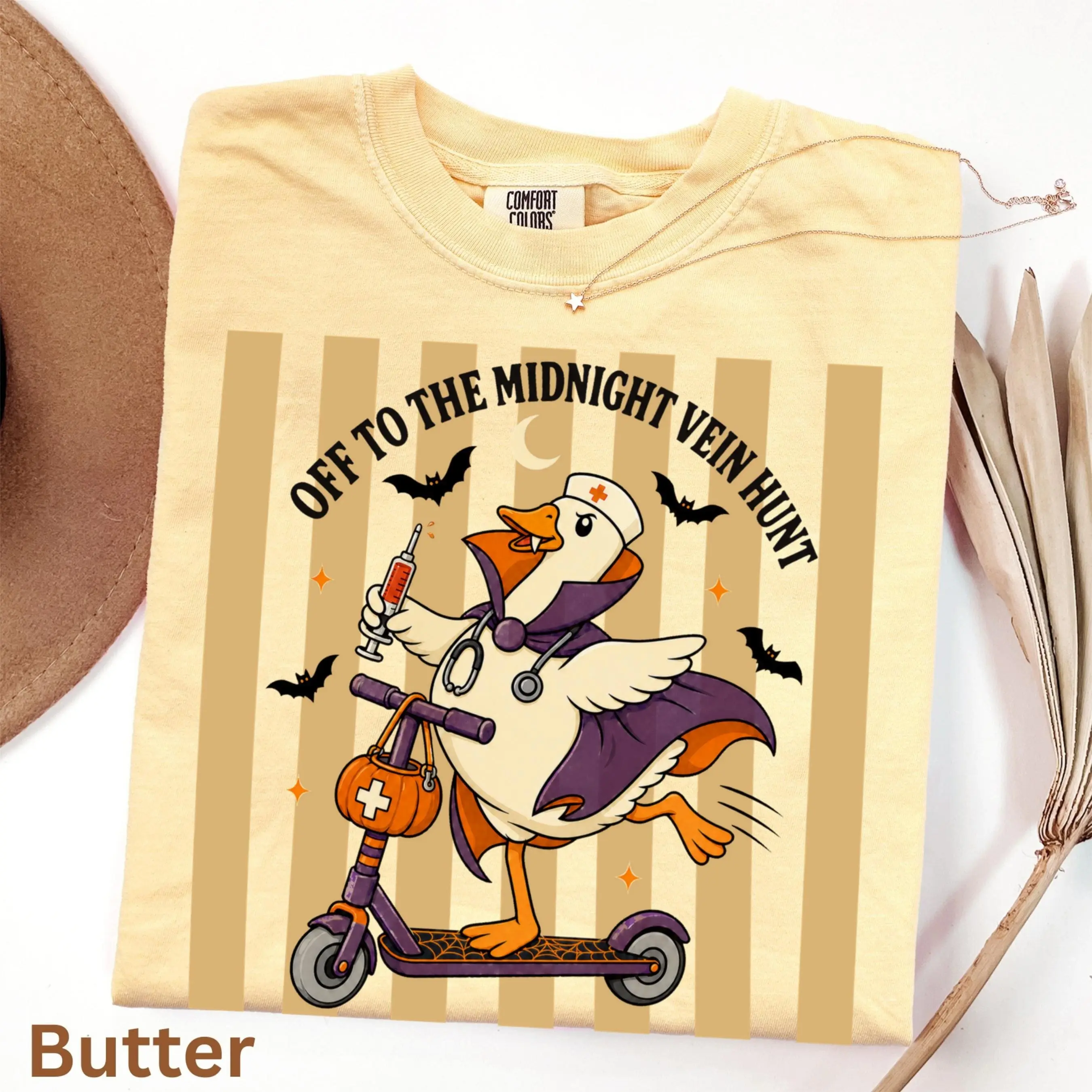 Comfort Colors Silly Goose Nurse Halloween Shirt, Funny Vampire Ghost Spooky Season Tee - photo 2