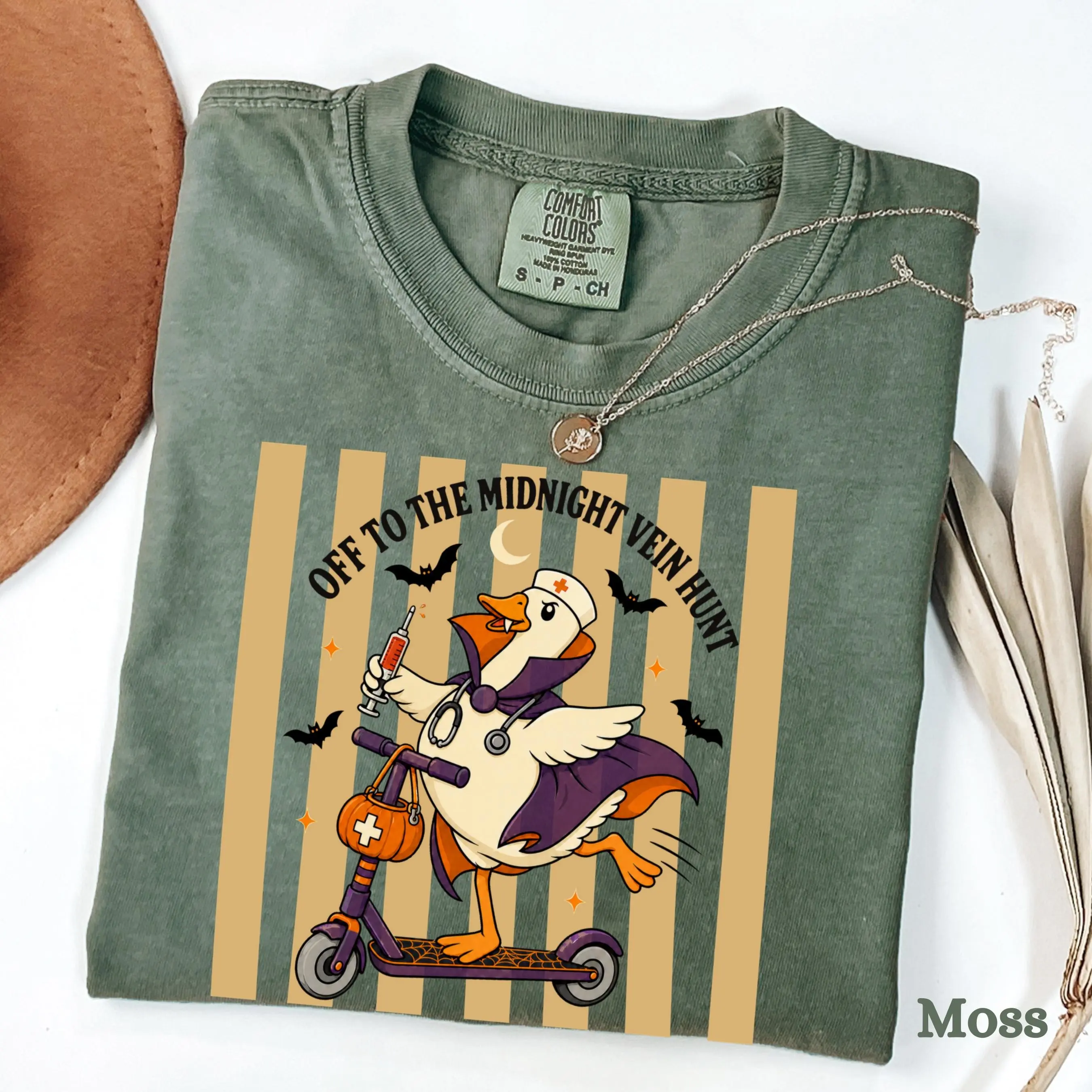 Comfort Colors Silly Goose Nurse Halloween Shirt, Funny Vampire Ghost Spooky Season Tee - photo 3