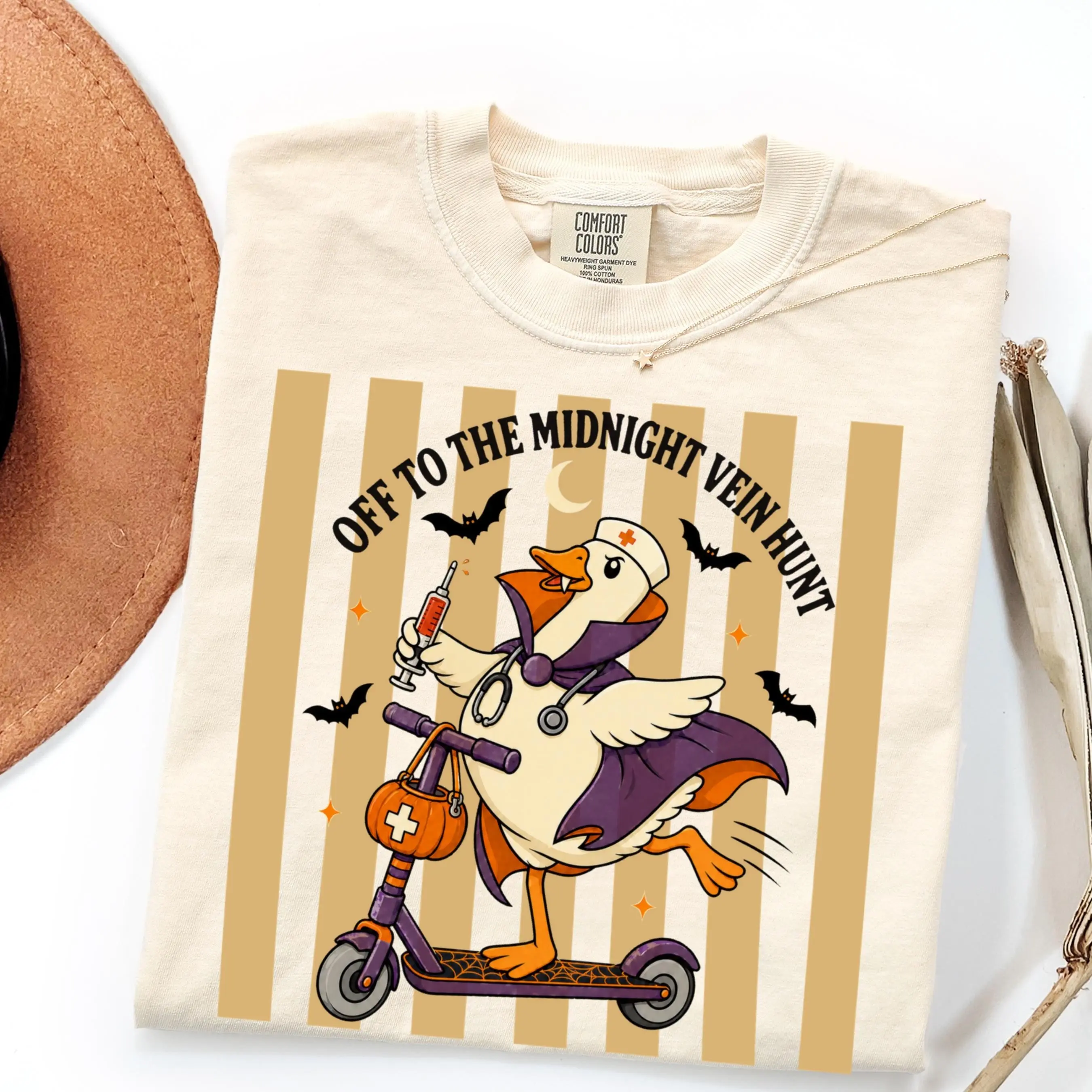 Comfort Colors Silly Goose Nurse Halloween Shirt, Funny Vampire Ghost Spooky Season Tee - photo 5