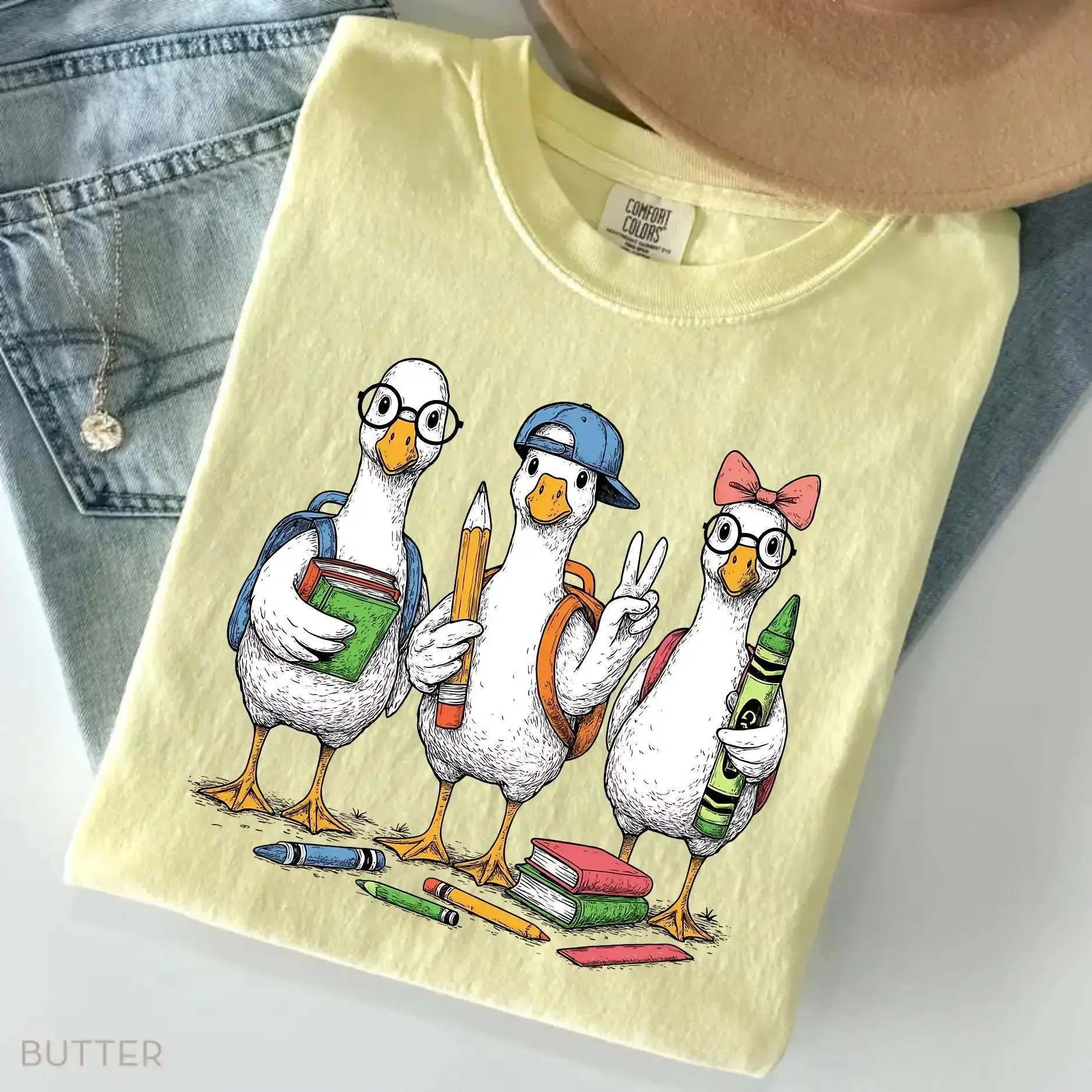 Comfort Colors Silly Goose Teacher Shirt, Funny Back to School Dinosaur Graphic Tee Kindergarten Gift