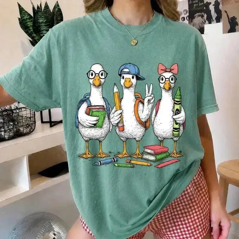 Comfort Colors Silly Goose Teacher Shirt, Funny Back to School Dinosaur Graphic Tee Kindergarten Gift - photo 2