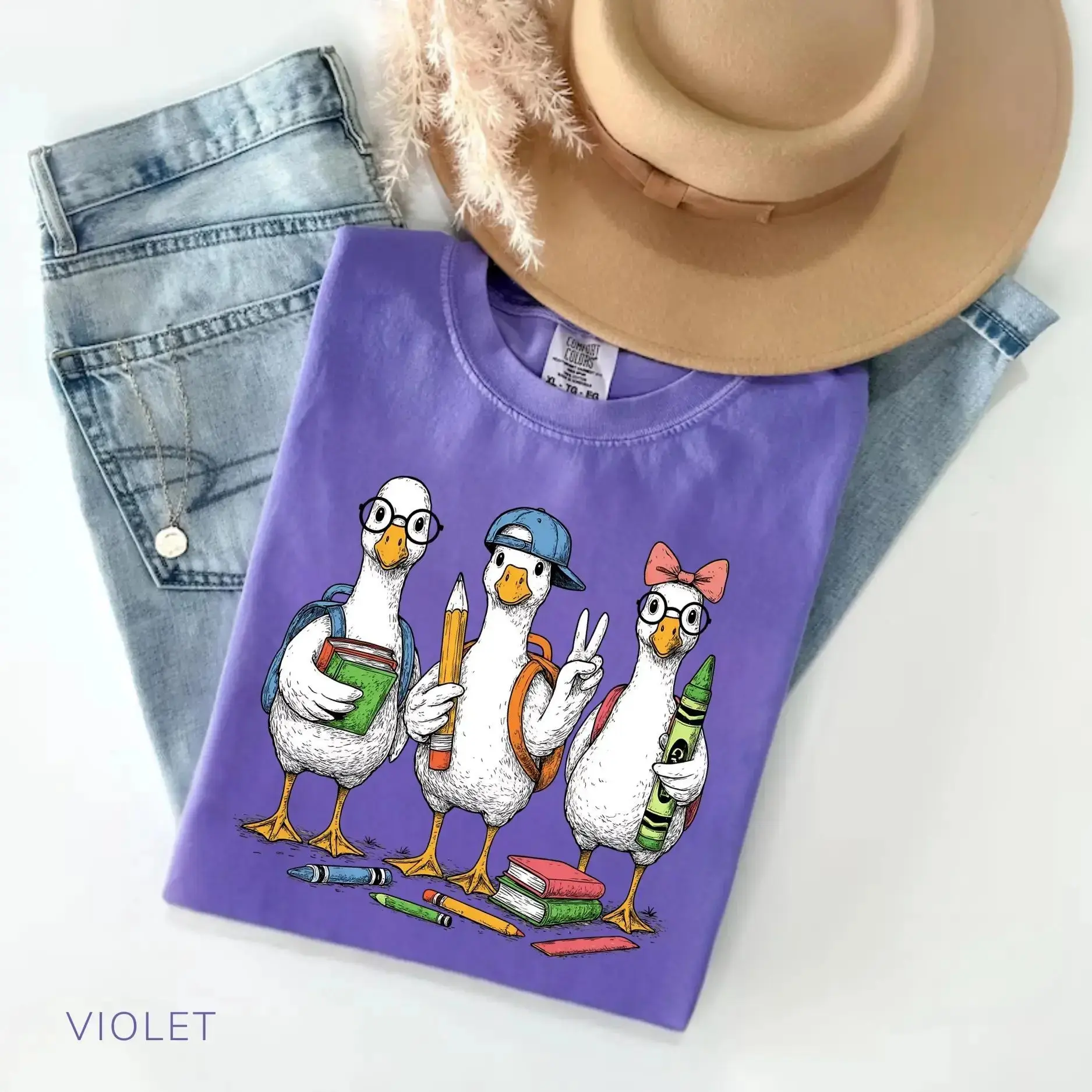 Comfort Colors Silly Goose Teacher Shirt, Funny Back to School Dinosaur Graphic Tee Kindergarten Gift - photo 3