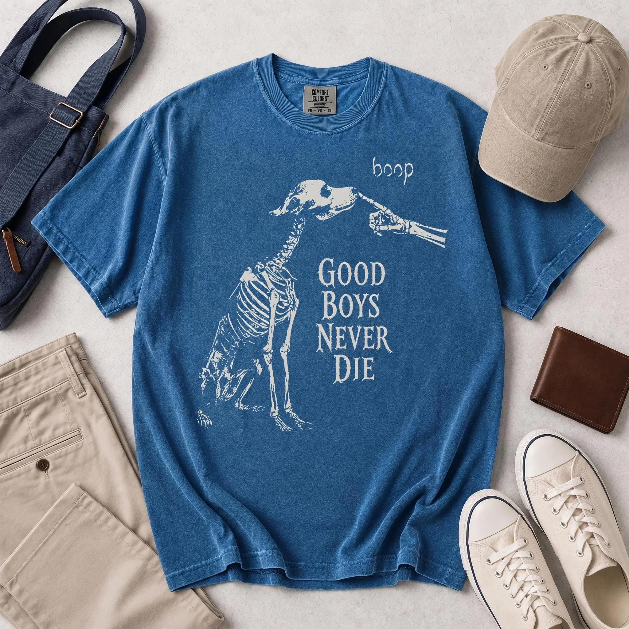 Skeleton Dog Boop Shirt, Good Boys Never Die Gothic Pet Tee, Halloween Memorial Lover Comfort Colors Gift - photo 5
