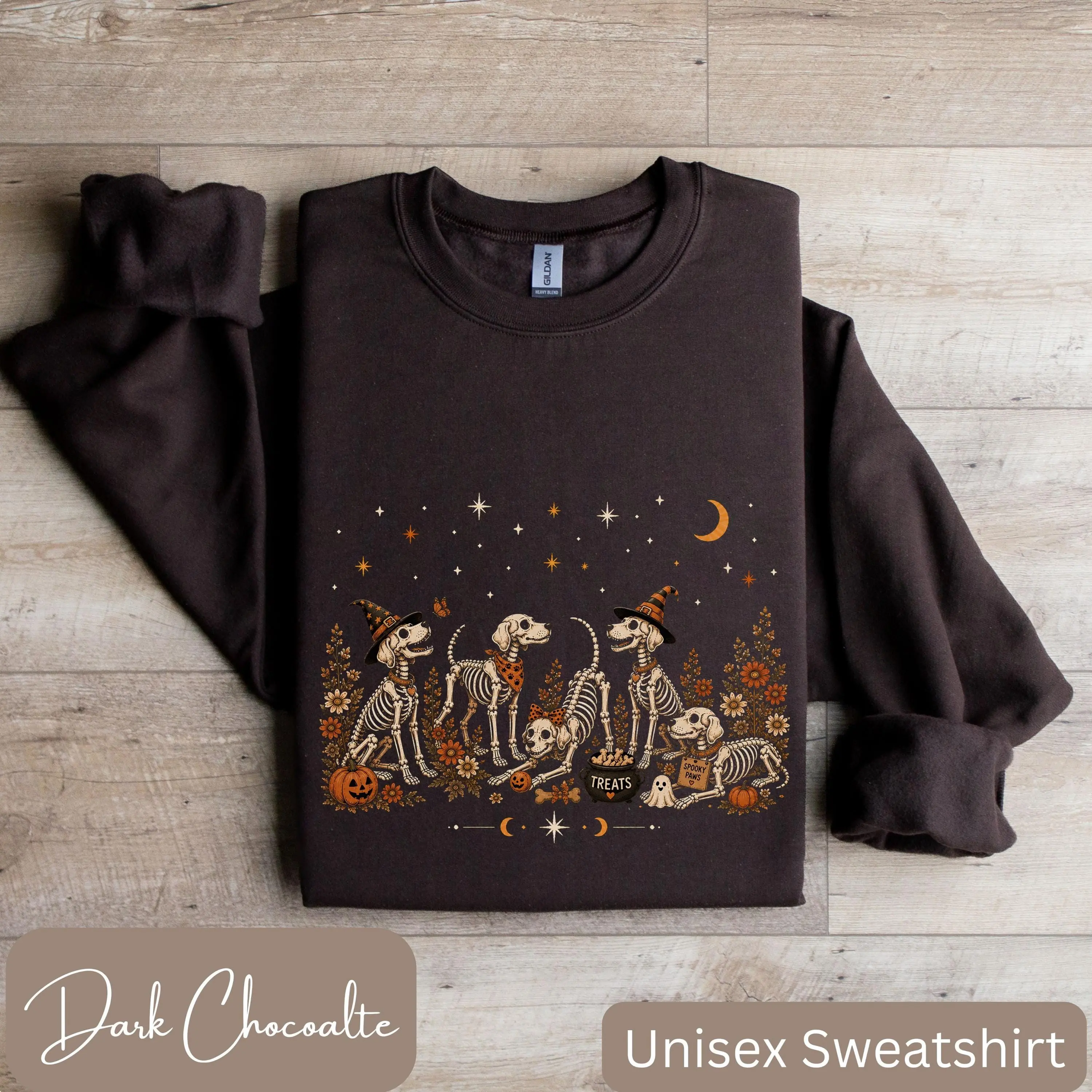 Skeleton Dog Halloween Shirt, Funny Fall Pet Lover Graphic Tee, Spooky Dogs Gift - photo 2