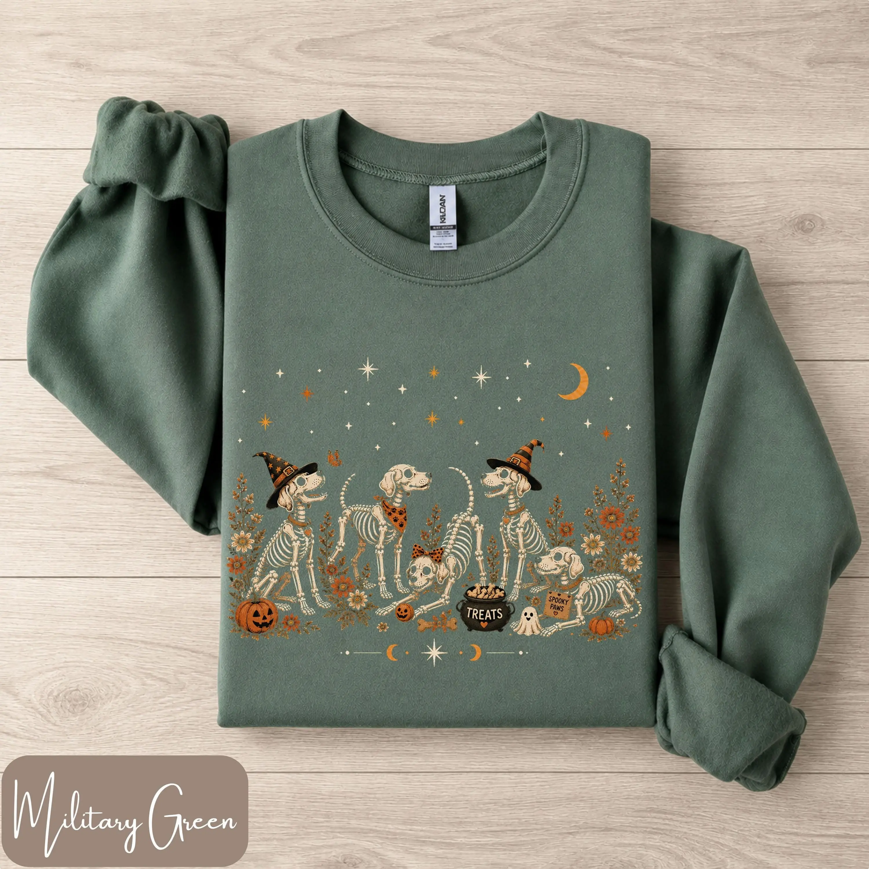 Skeleton Dog Halloween Shirt, Funny Fall Pet Lover Graphic Tee, Spooky Dogs Gift - photo 3