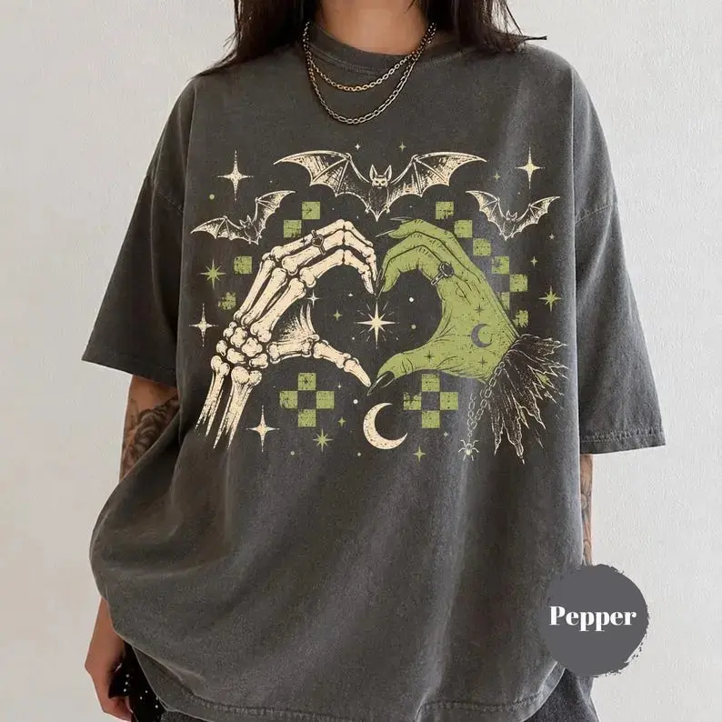 Comfort Colors Stay Creepy Skeleton Hands Shirt, Vintage Gothic Halloween Spooky Season Fall Graphic Tee