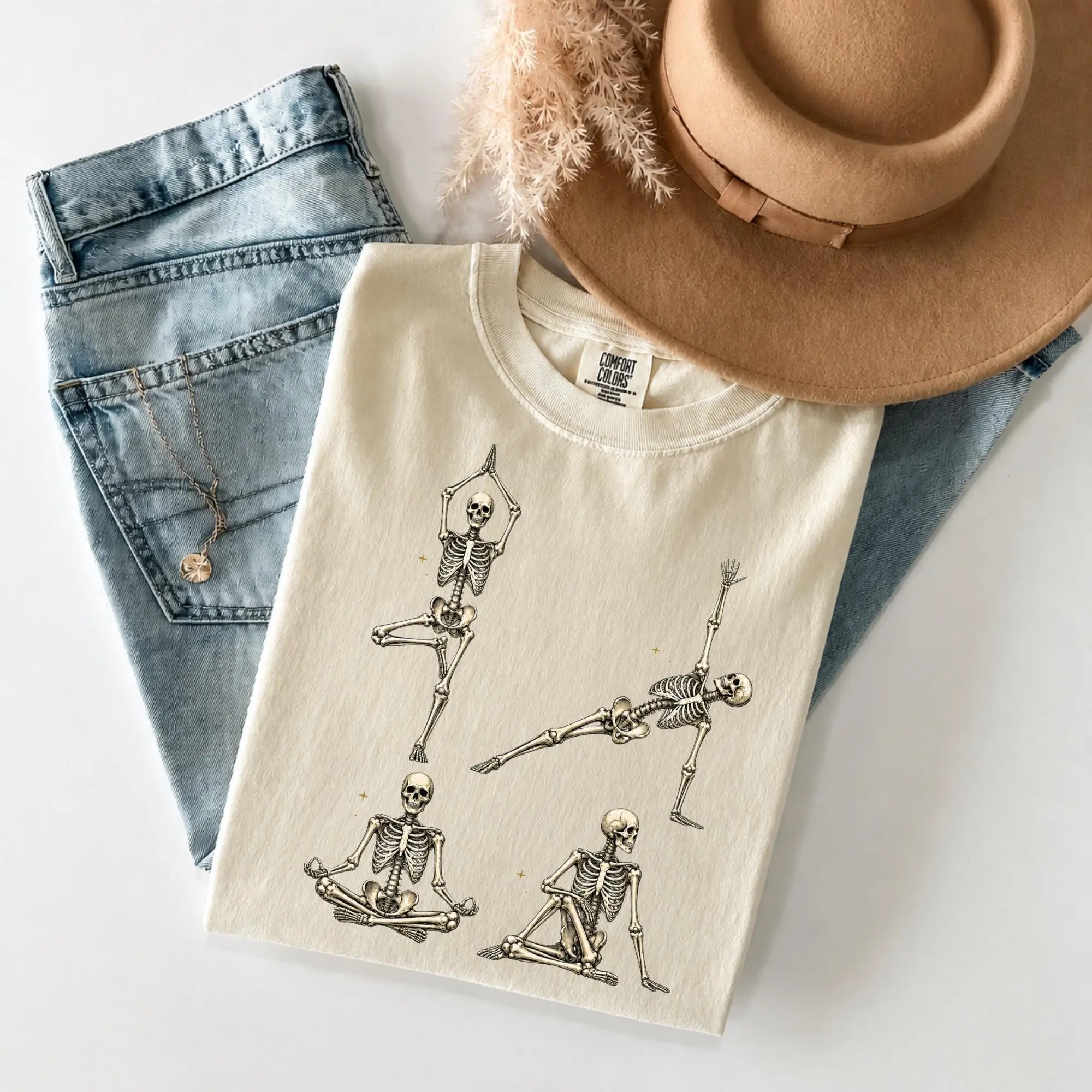 Comfort Colors Skeleton Yoga Shirt, Funny Halloween Meditation Tee, Yogi Teacher Gift - photo 4