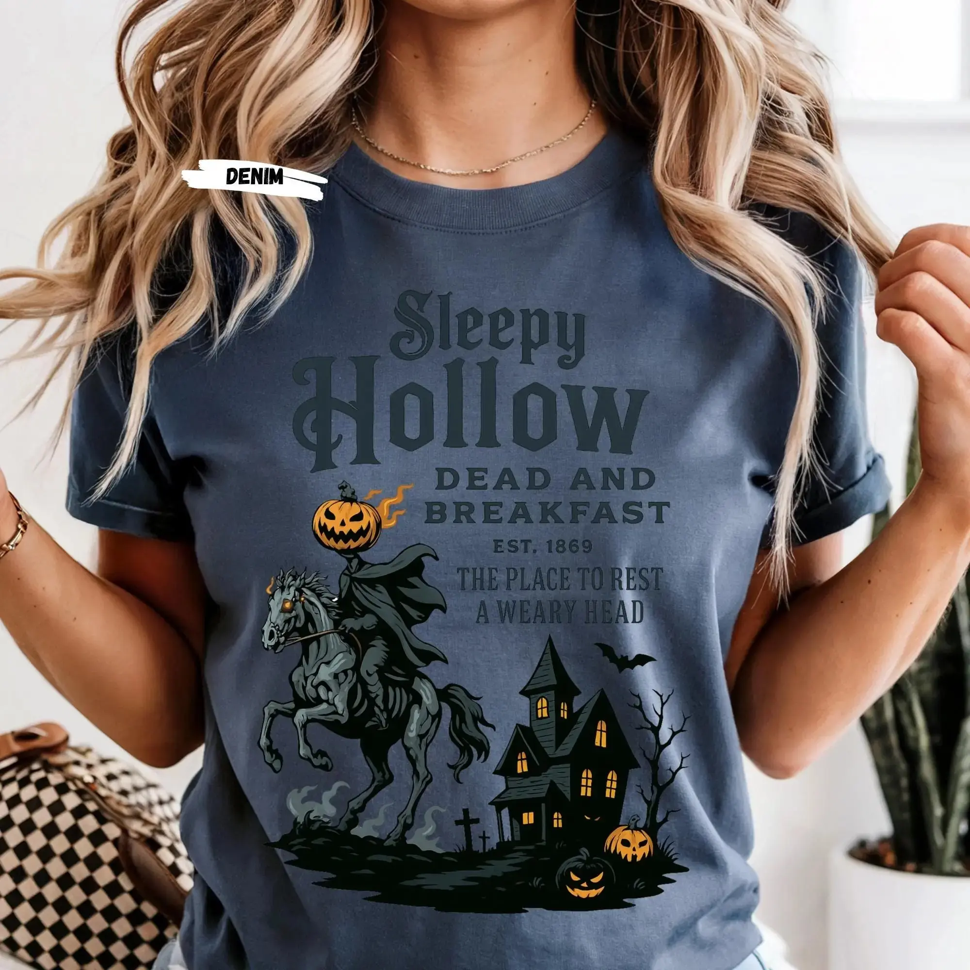 Sleepy Hollow Halloween Skeleton Dachshund Shirt, Comfort Colors Gothic Horror Funny Wiener Dog Mom Tee