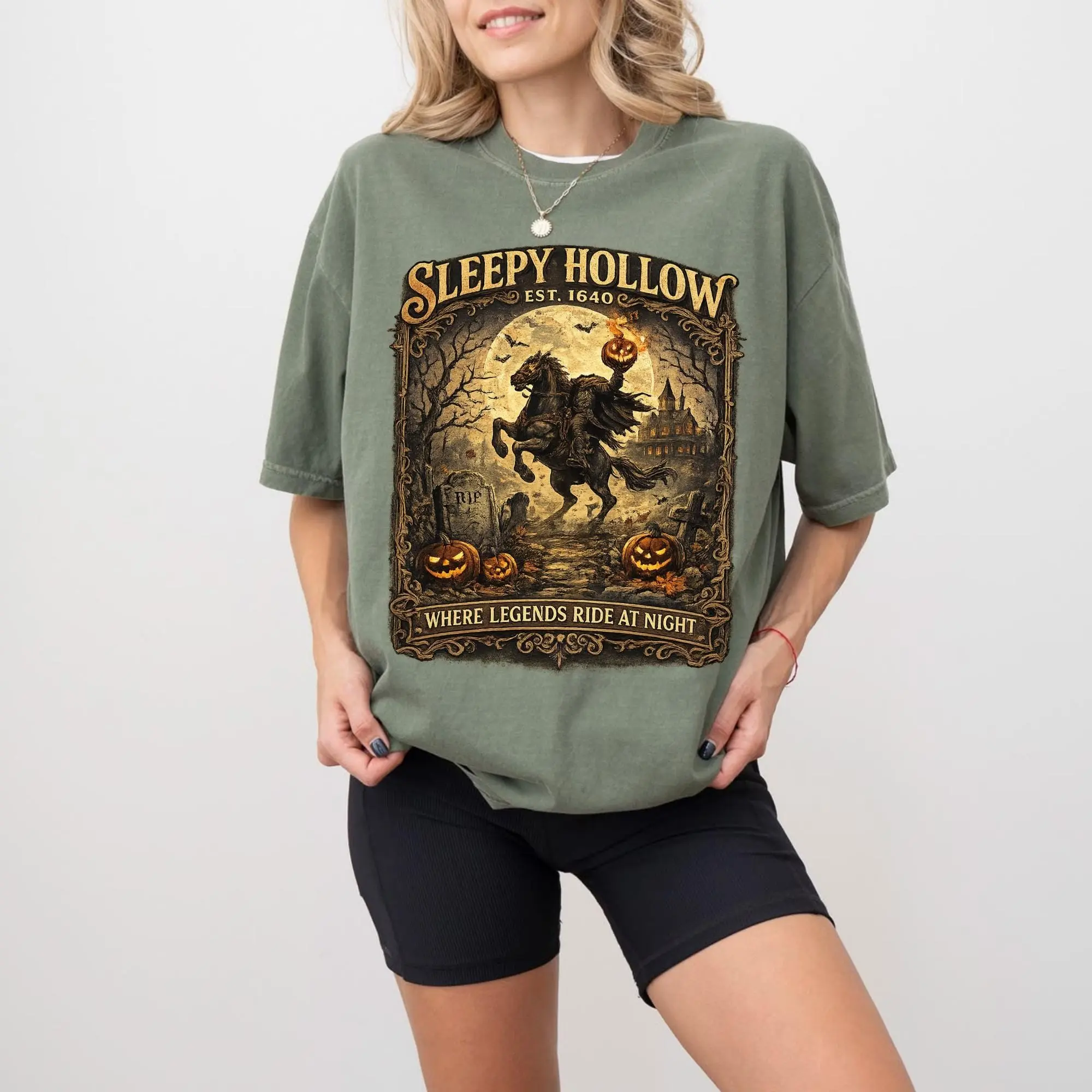 Sleepy Hollow Headless Horseman Halloween Shirt, Vintage Haunted Legend Comfort Colors Spooky Fall Tee - photo 4