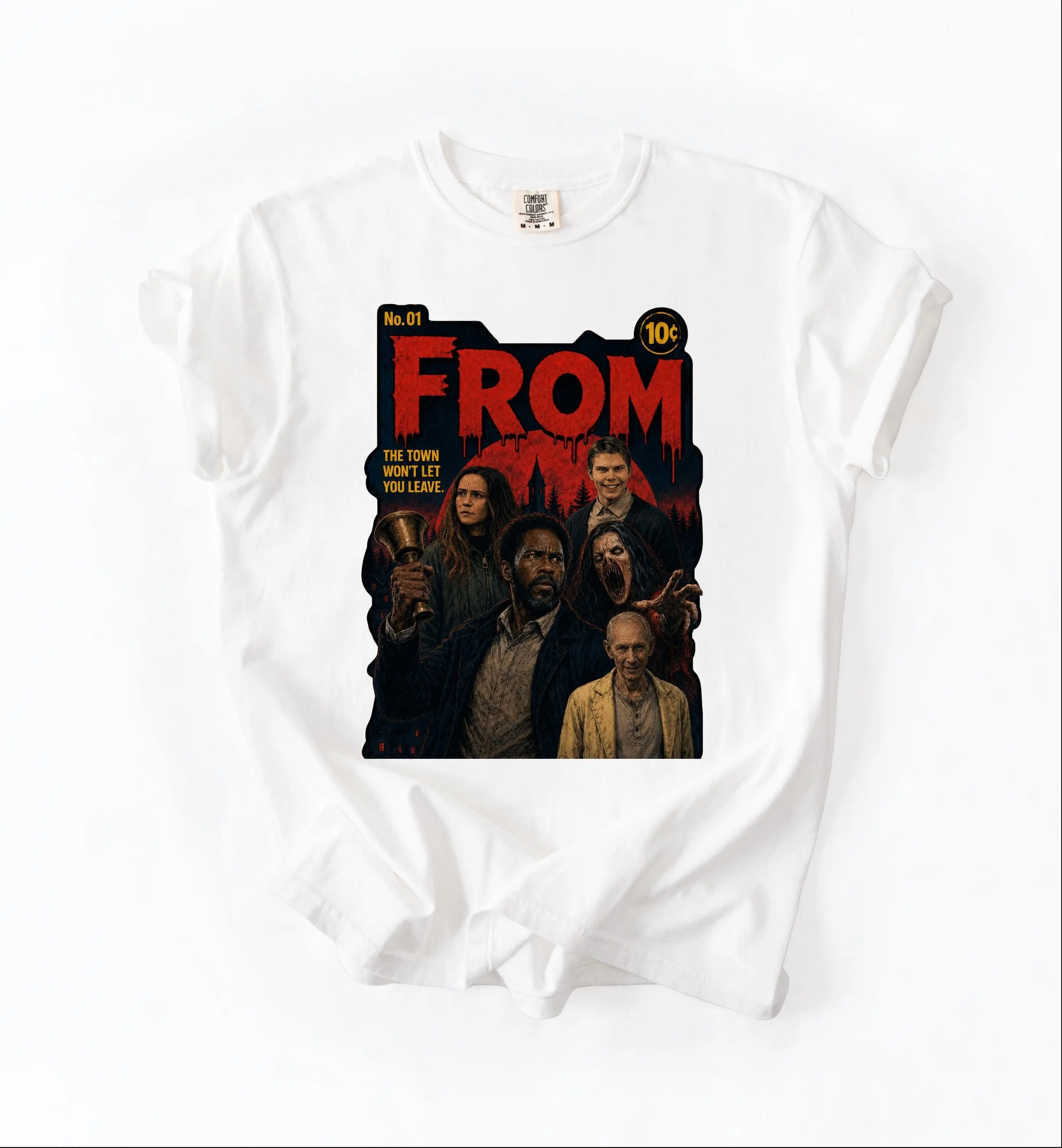 Comfort Colors Smiley Creature Horror Tee, Boyd Bell TV Series Inspired Creepy Monster Mystery Town Shirt - photo 3
