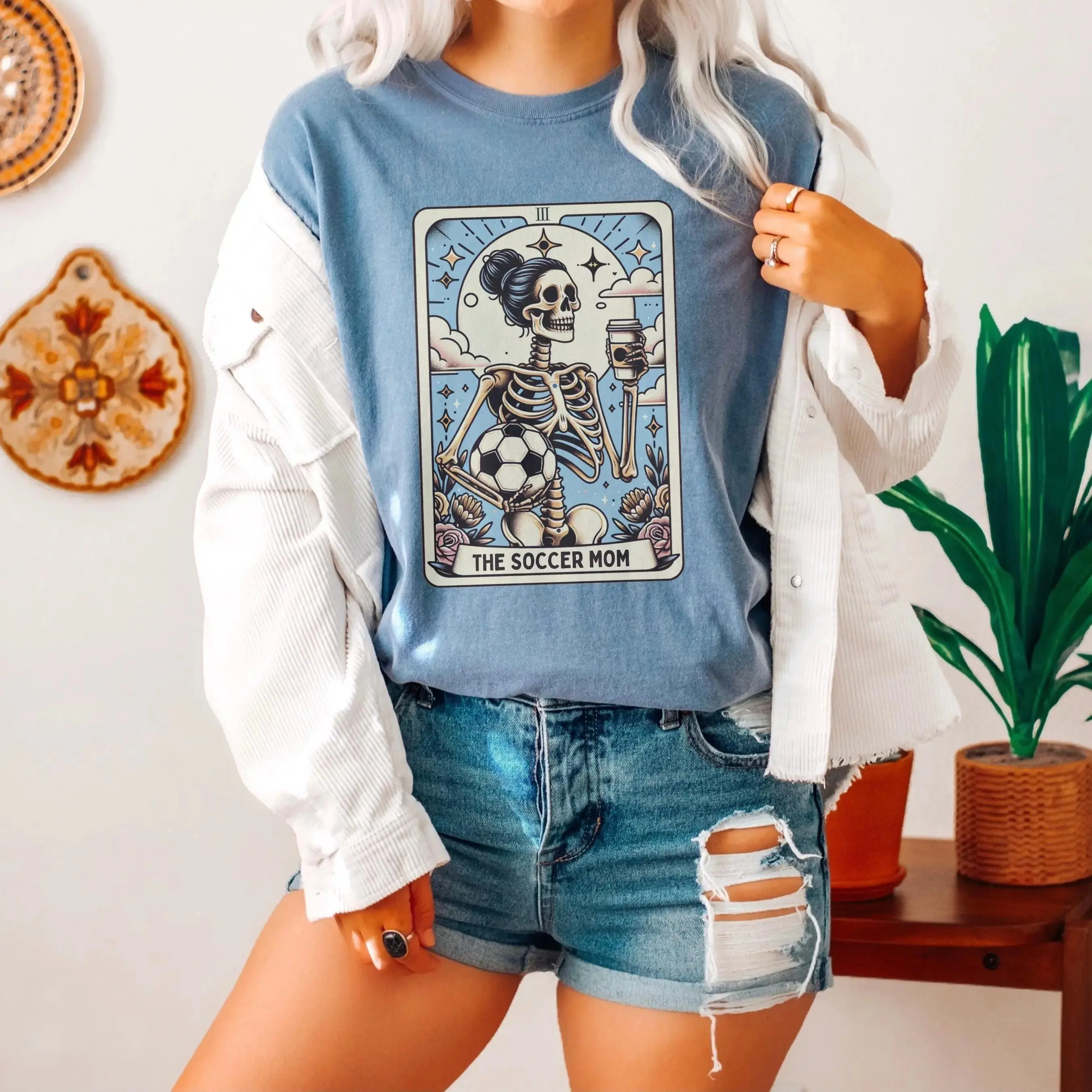 Soccer Mom Tarot Card T-Shirt, Halloween Mama Tee, Funny Mystical Sports Graphic Top, Game Day Costume for Women - photo 5